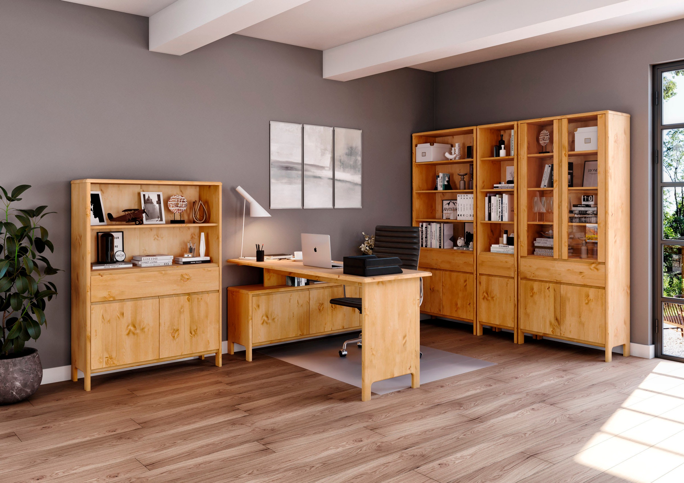 OTTO home Schreibtisch "Luven, aus Massivholz" in 2 Breiten, variable Nutzu günstig online kaufen