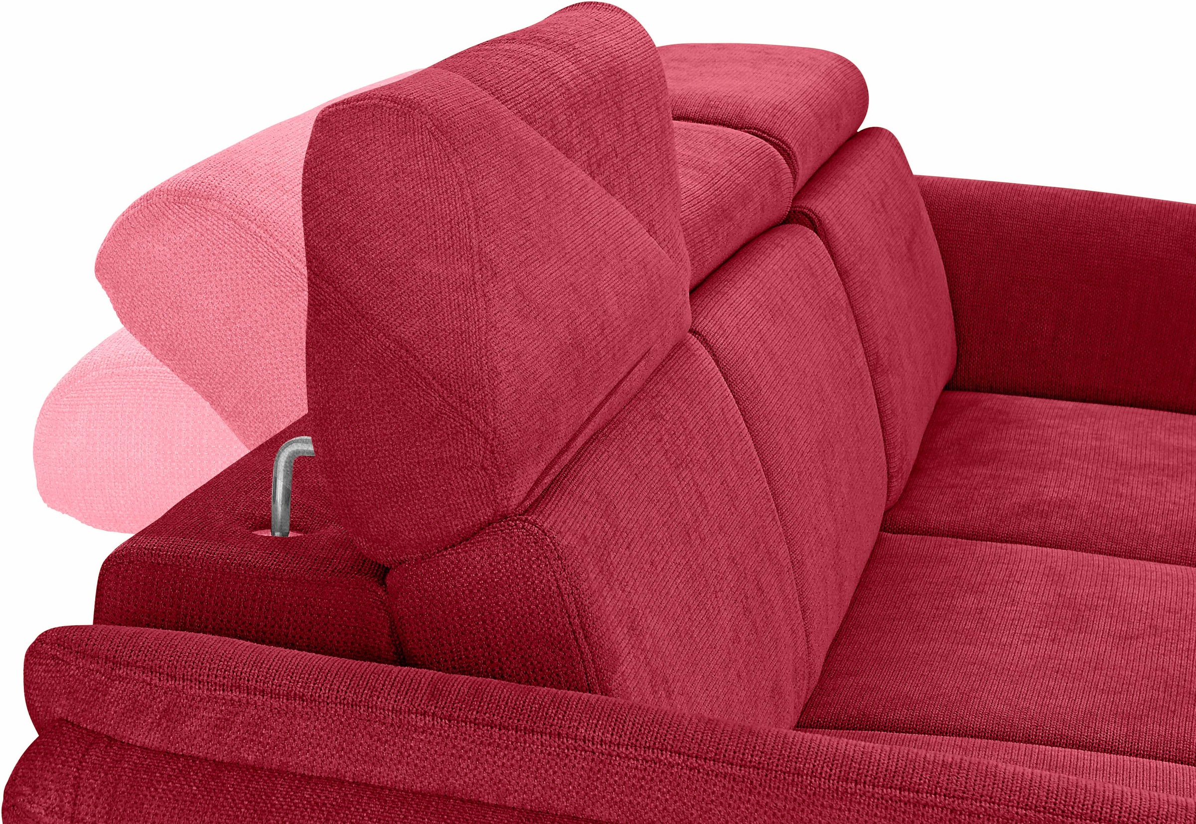 Ecksofa SIT & MORE "Avignon L-Form", rot, B:259cm H:97cm T:172cm, Flachgewebe (90% Polyester, 10% Polyamid);Luxus-Microfaser (100% Polyester);Struktur (100% Polyester), Sofas, Ecksofa, Kopfteilverstellung, wahlweise mit Bettfunktion und Bettkasten 6