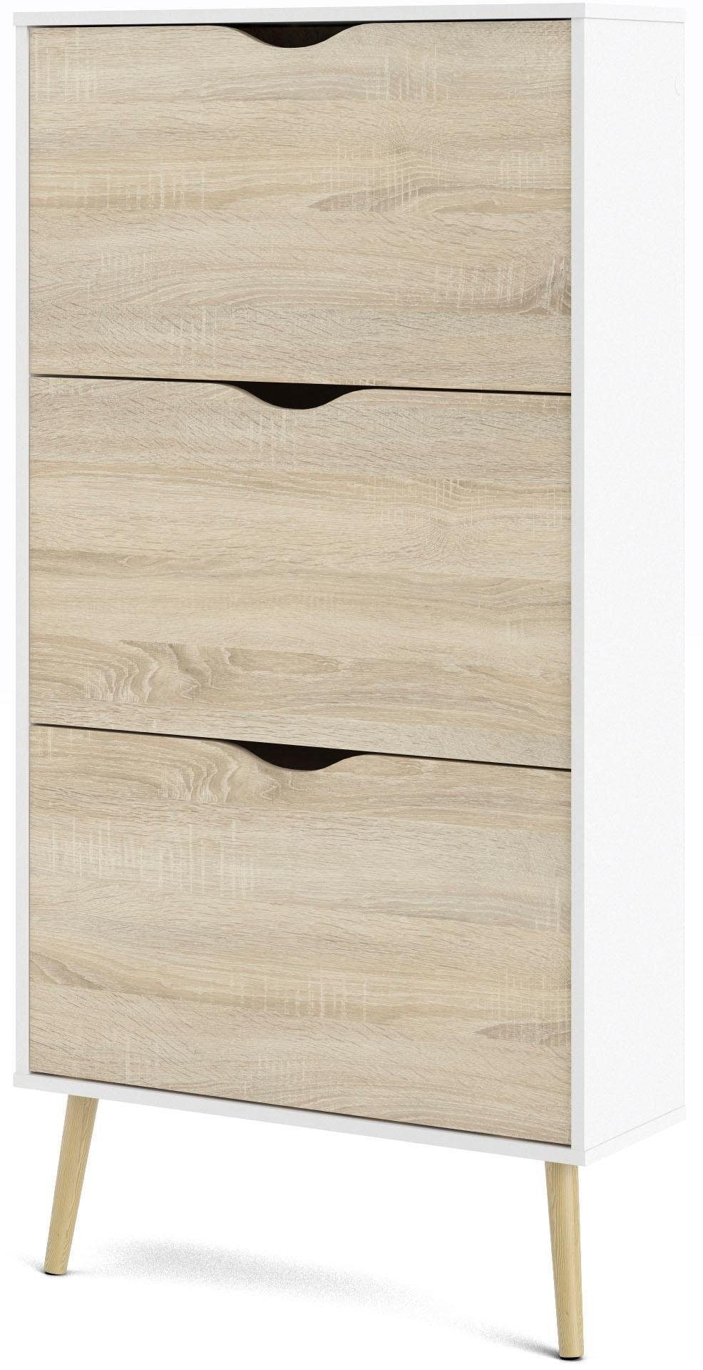 andas Schuhschrank »Oslo Schuhaufbewahrung, Schuhkommode, Schuhregal, Garderobenschrank«, mit 3 Klappen, Breite 70 cm, Höhe 139 cm