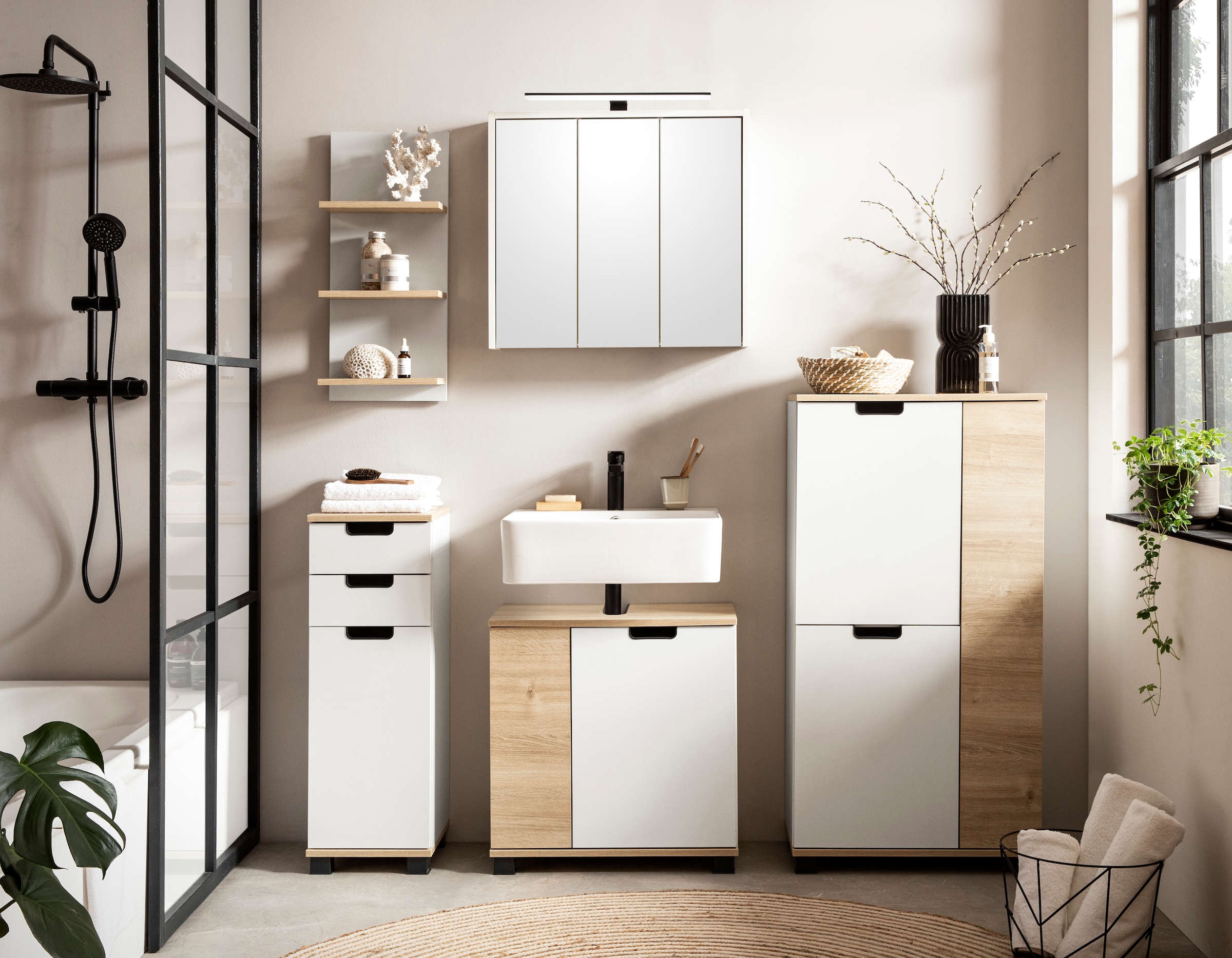 Schildmeyer Waschbeckenunterschrank »Emmik, Breite 59 cm«, Made in Germany
