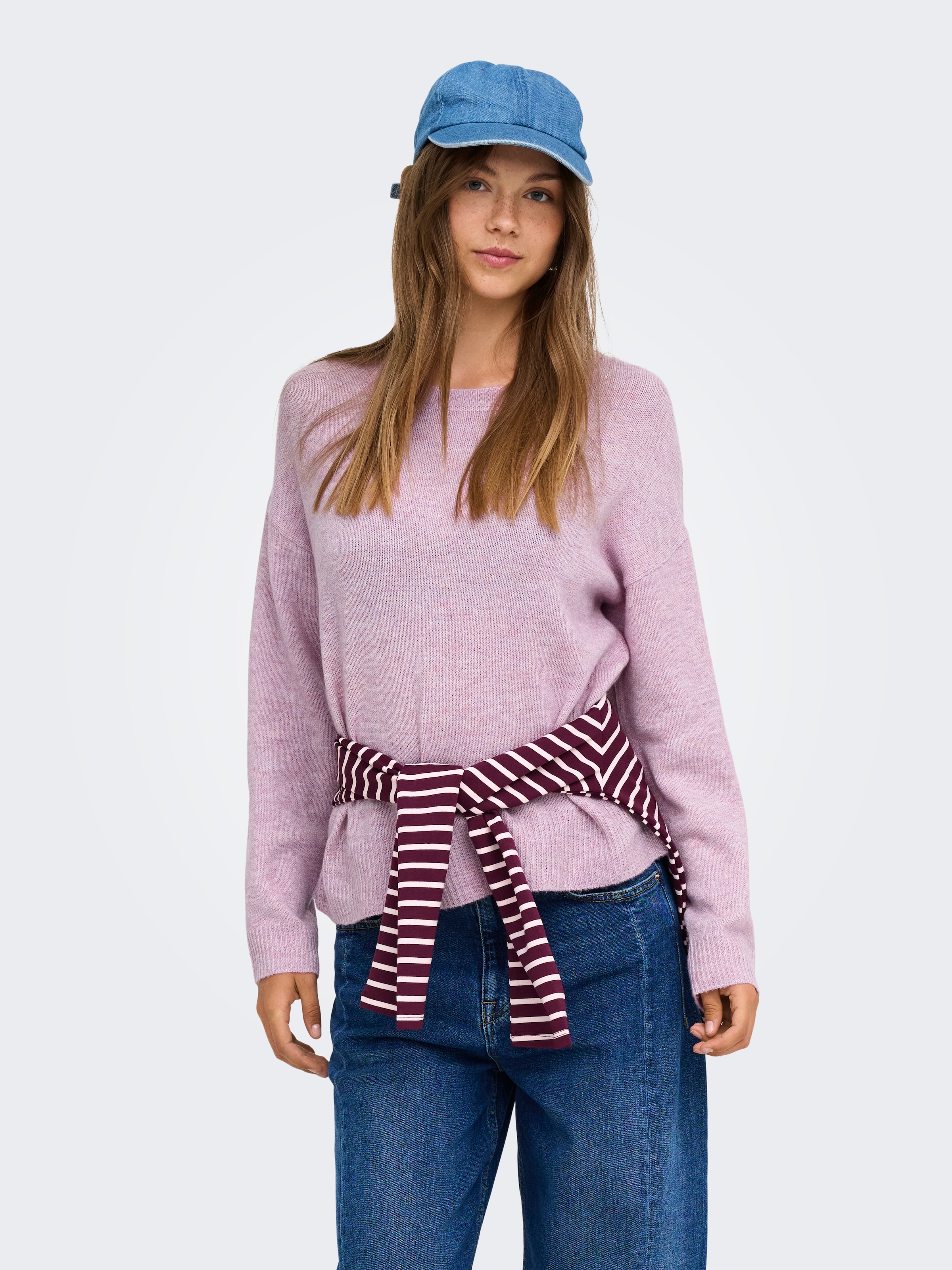 ONLY Strickpullover "ONLOLIVIA LS O-NECK CC KNT" Materialmix, regular fit