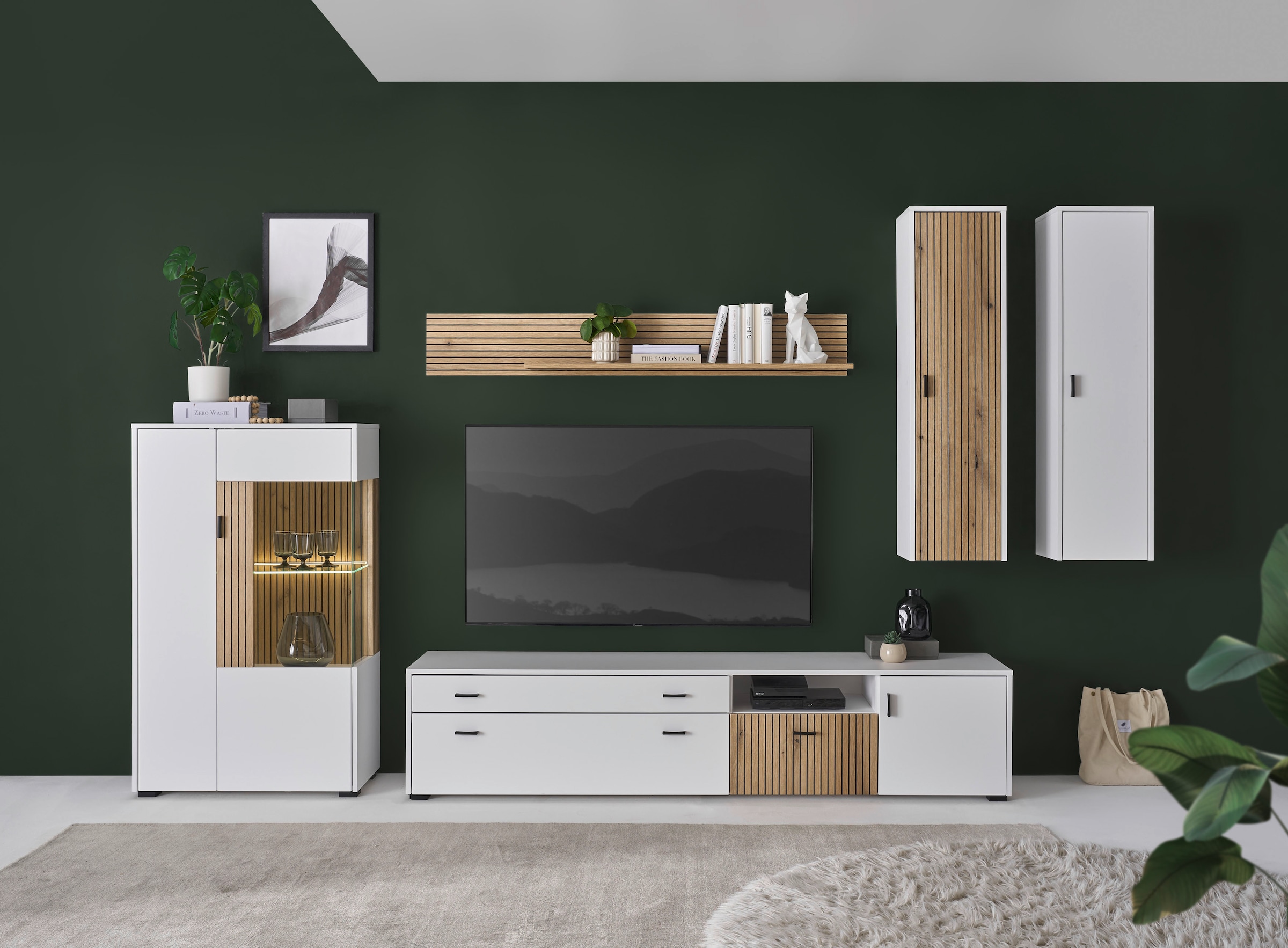 INOSIGN Wohnwand "HUDSON" Set, 5 Stk. tlg. mit moderner Rillenoptik, Griffe günstig online kaufen