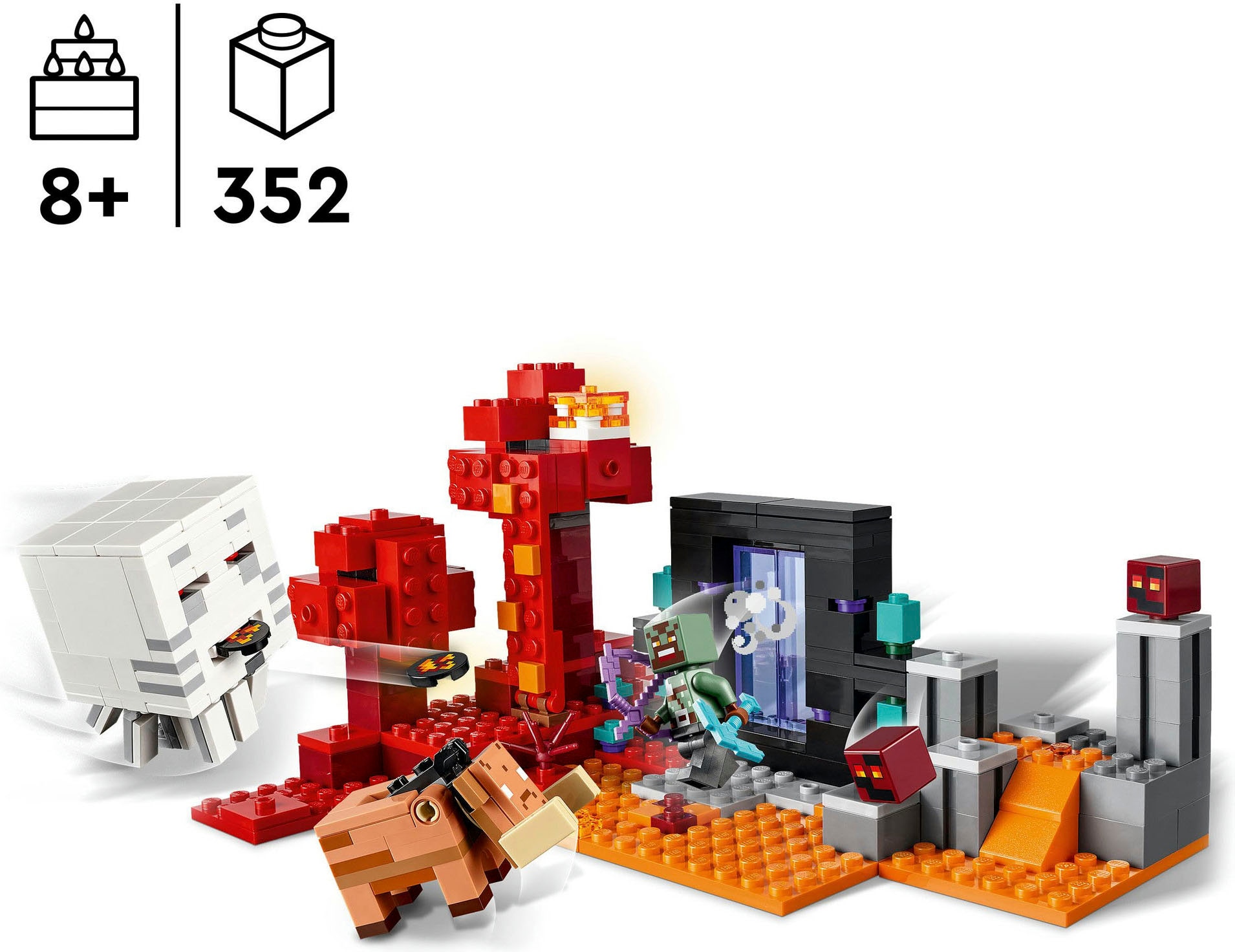 LEGO® Konstruktionsspielsteine »Hinterhalt am Netherportal (21255), LEGO Minecraft«, (352 St.), Made in Europe