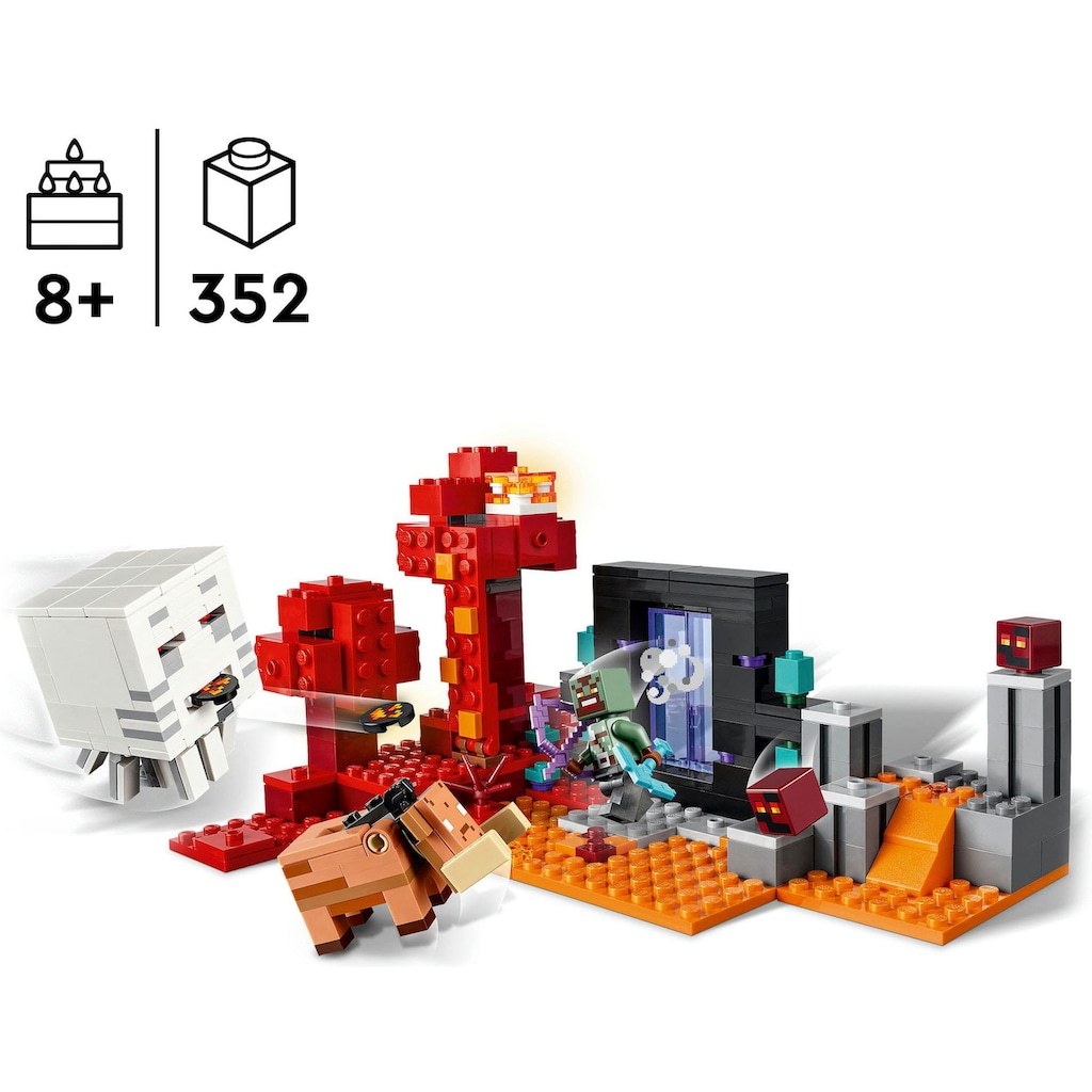 LEGO® Konstruktionsspielsteine »Hinterhalt am Netherportal (21255), LEGO Minecraft«, (352 St.), Made in Europe