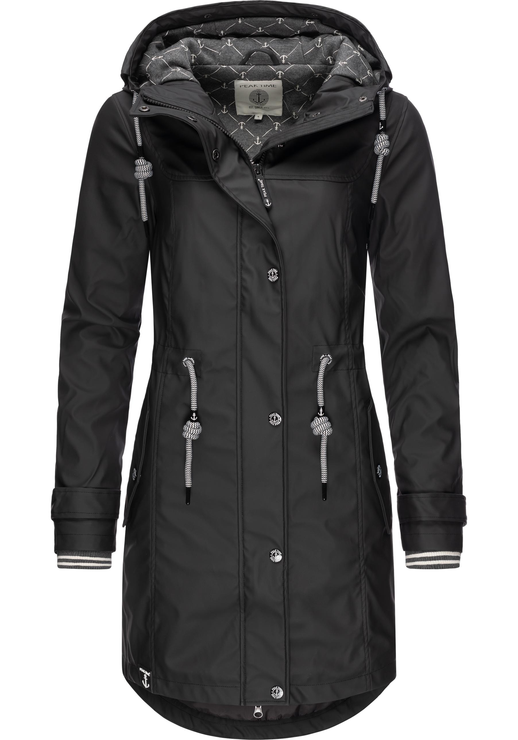 PEAK TIME Regenjacke "L60042", mit Kapuze, stylisch taillierter Regenmantel für Damen