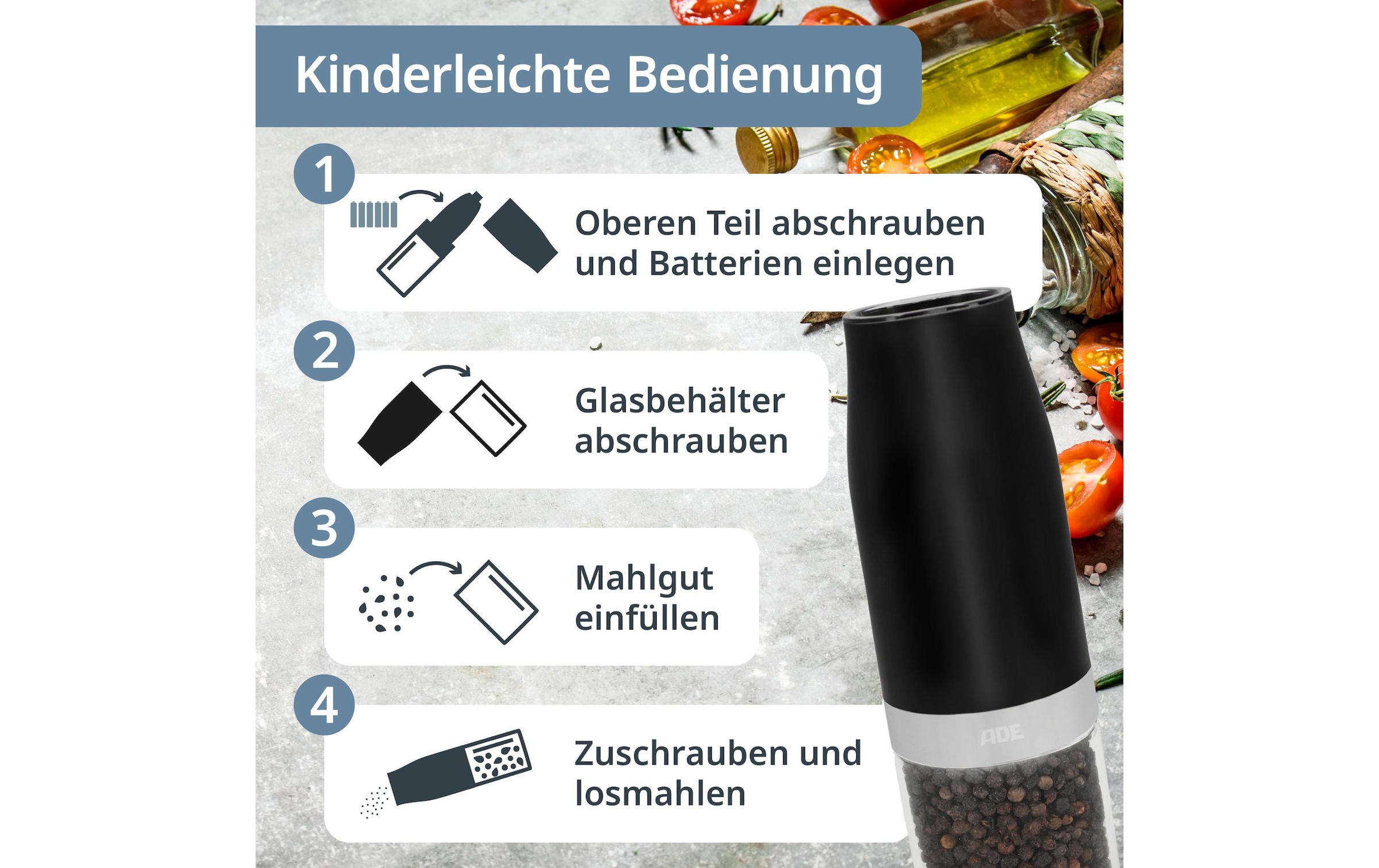 ADE Salz-/Pfeffermühle »18,3 cm«