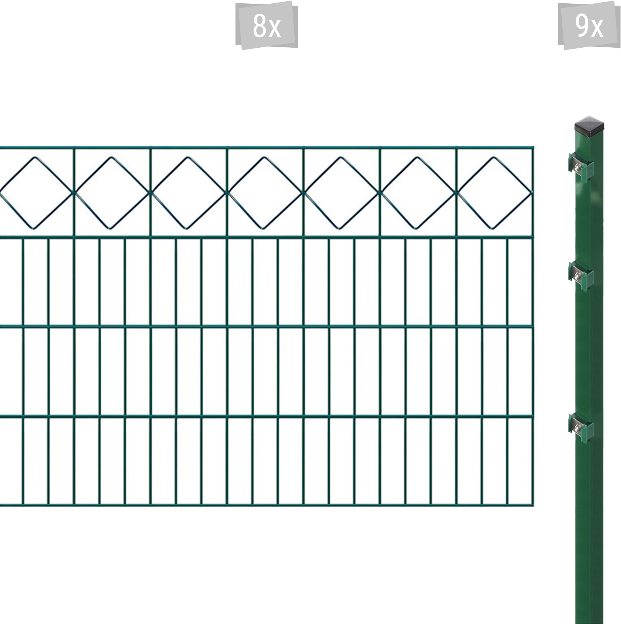 Arvotec Doppelstabmattenzaun "ESSENTIAL 80 zum Einbetonieren "Karo" mit Zierleiste", Zaunhöhe 80 cm, Zaunlänge 2 - 60 m