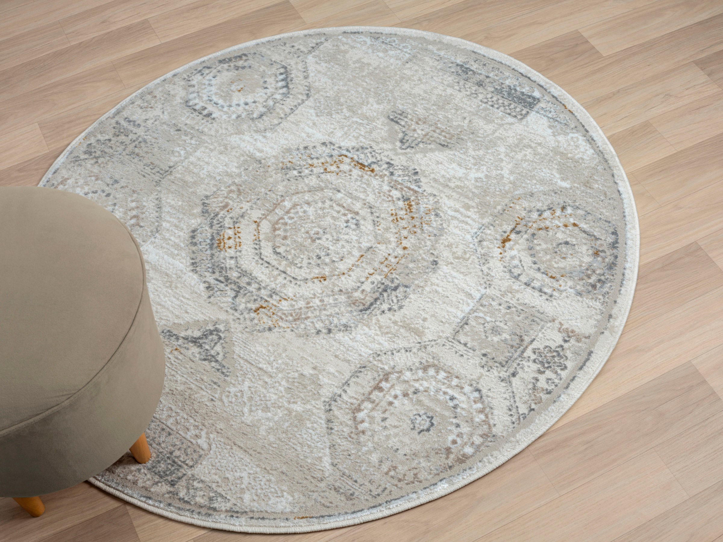 Myflair Möbel & Accessoires Teppich »My Kazak«, rund, 10 mm Höhe, Kurzflor, Retro-Style, besonders weich durch Microfaser