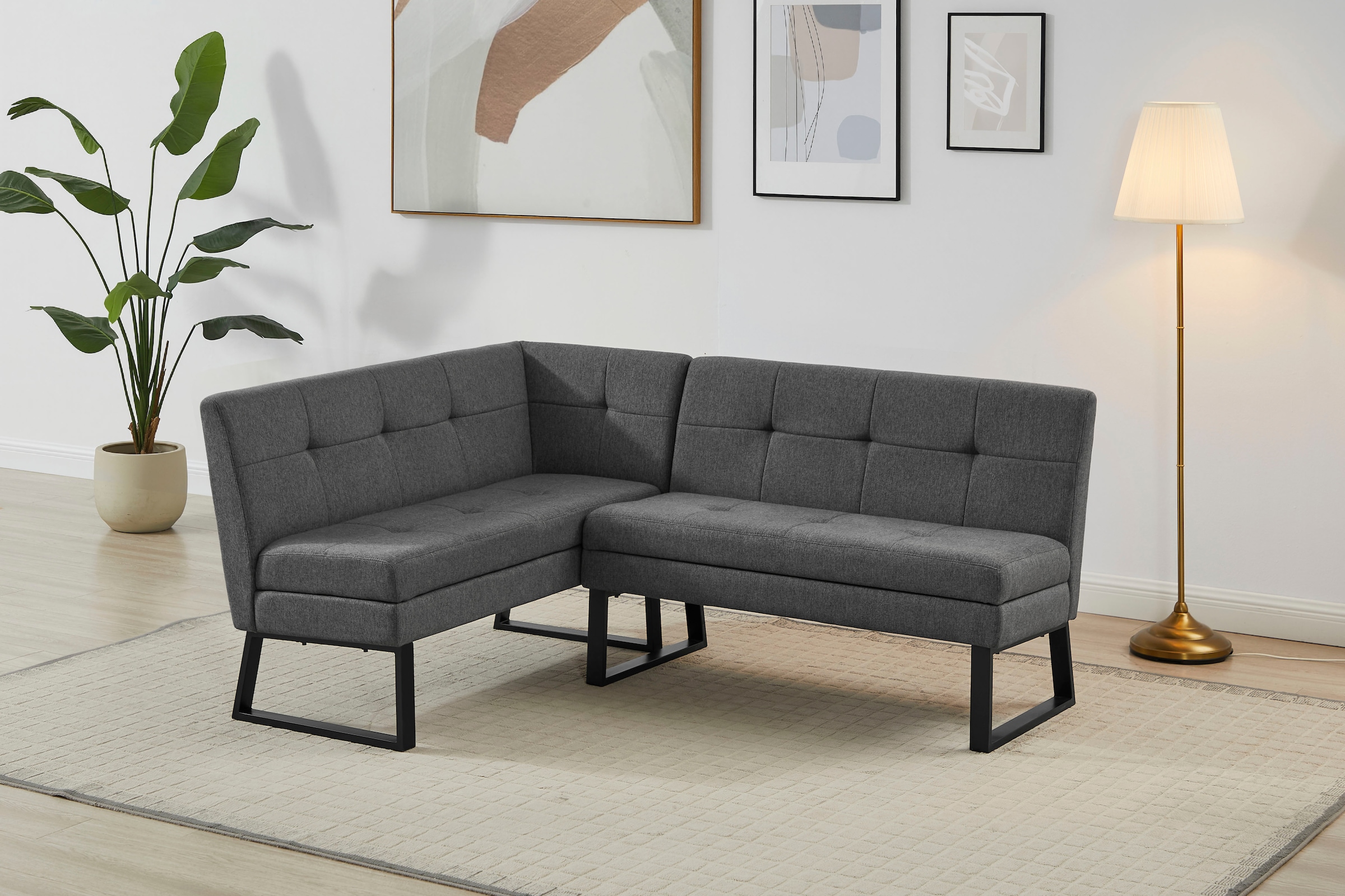 Eckbank HOME AFFAIRE, B:184cm H:80,5cm T:61,5cmanthrazit, Polyester, Esszimmer, Sitzbänke, "Geranie, Sitzbank, Essbank, pflegeleichter