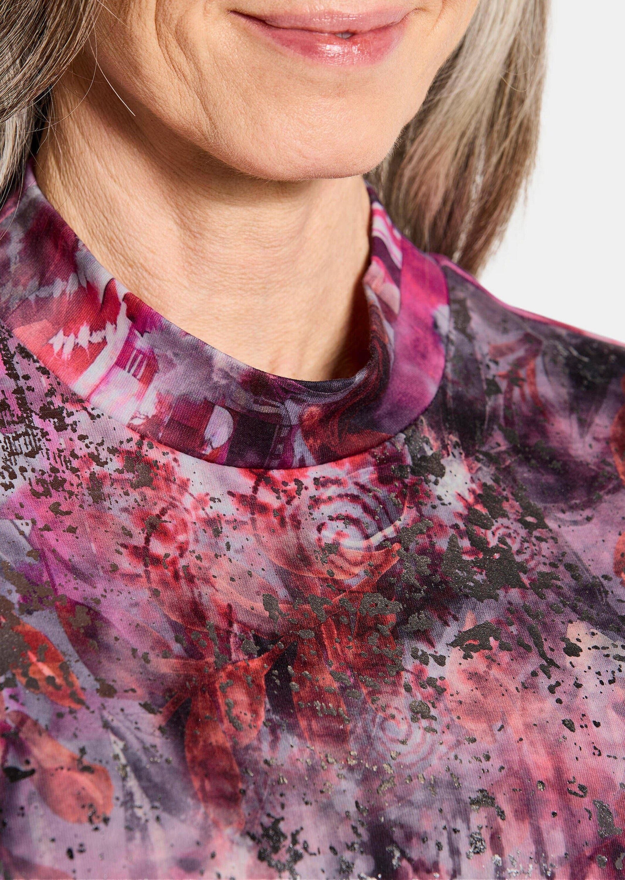 GOLDNER Kurzarmshirt »Kurzgröße Jersey-Shirt mit Glanzdetails«
