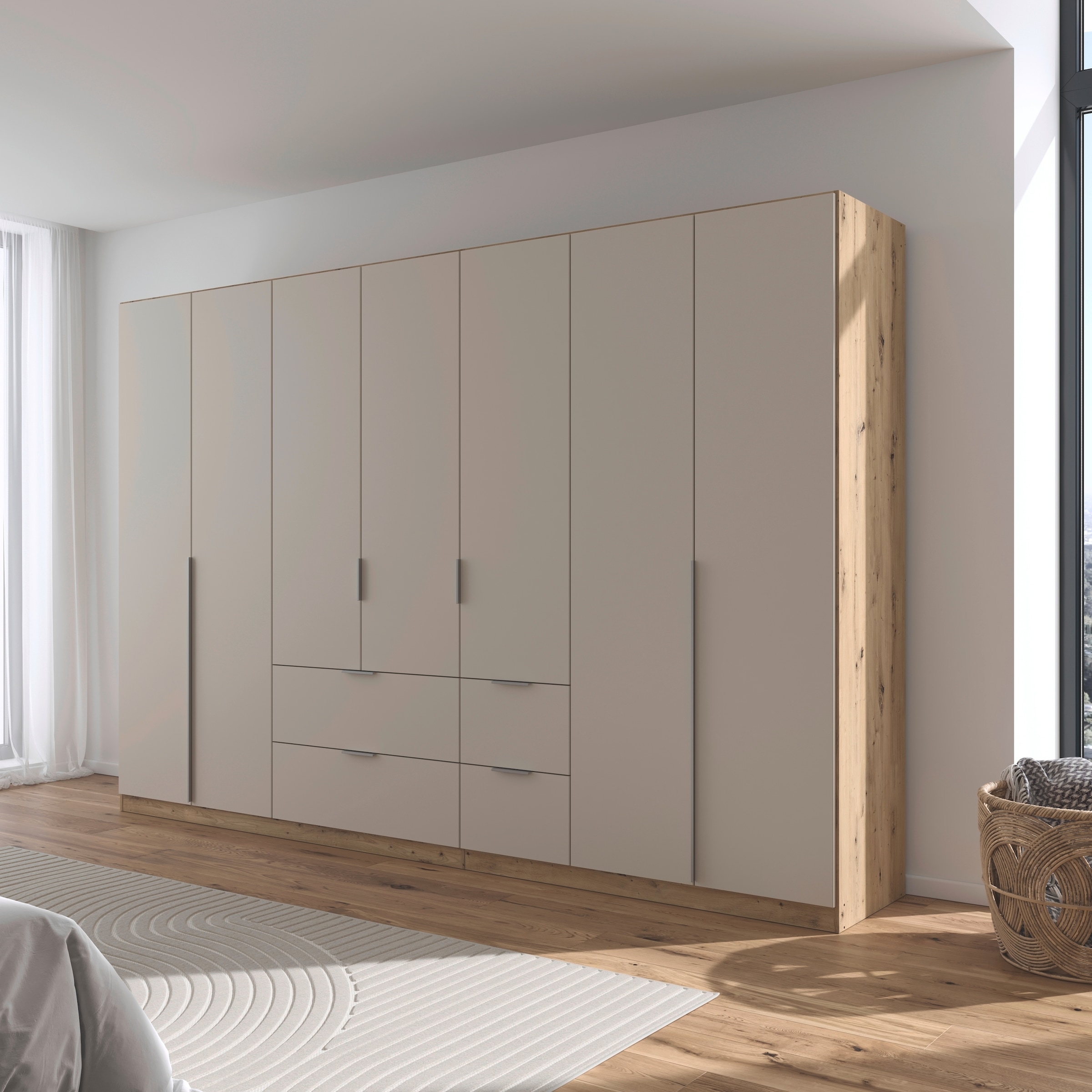 rauch Drehtürenschrank »Kleiderschrank Schrank Garderobe AGORDO mit Dekor- oder Hochglanzfront«, mit Außenschubkästen, in 6 Breiten und 2 Höhen MADE IN GERMANY