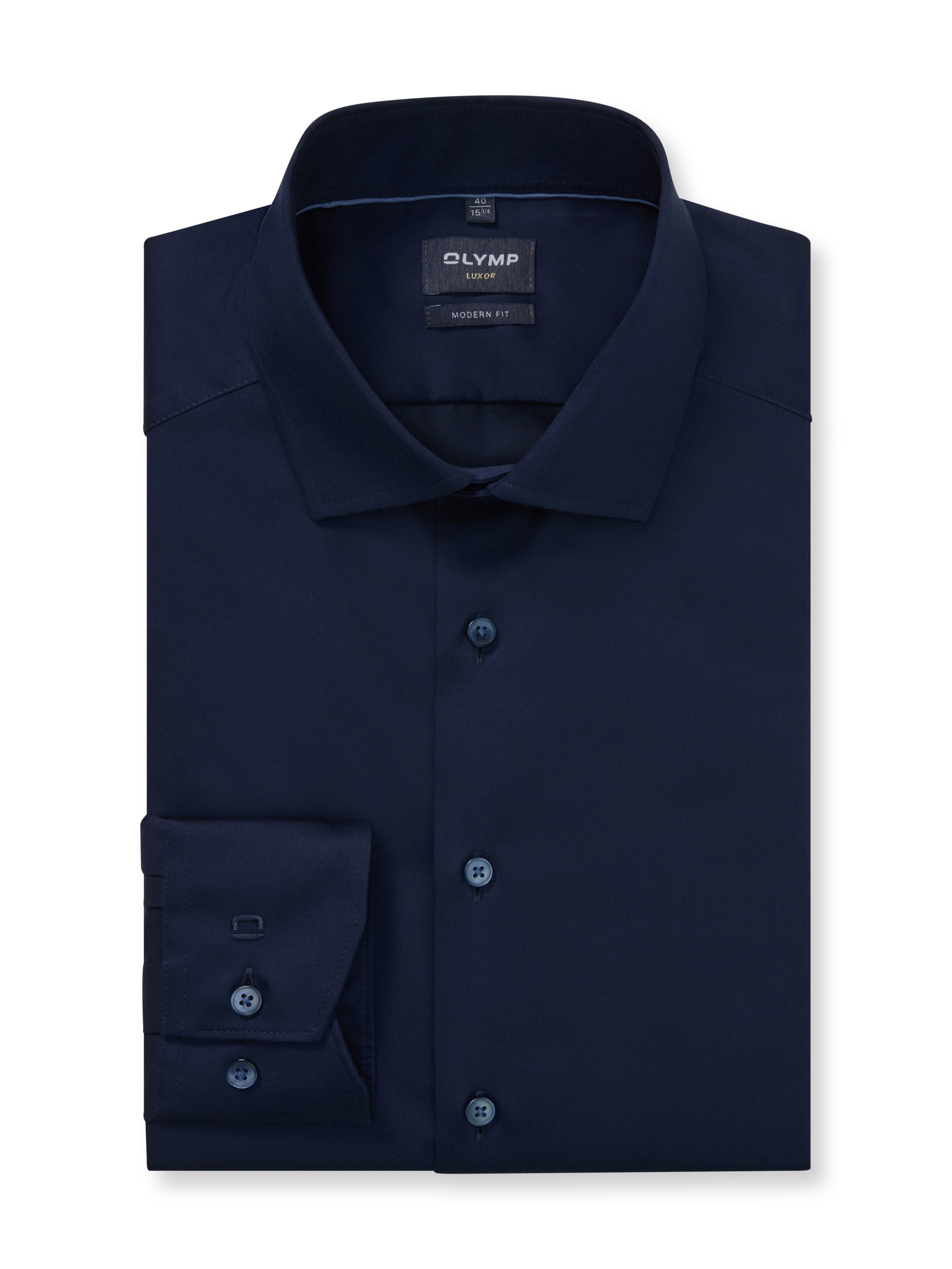 OLYMP Langarmhemd »Luxor modern fit«, unifarben, Global-Kentkragen, Businesshemd, modern fit