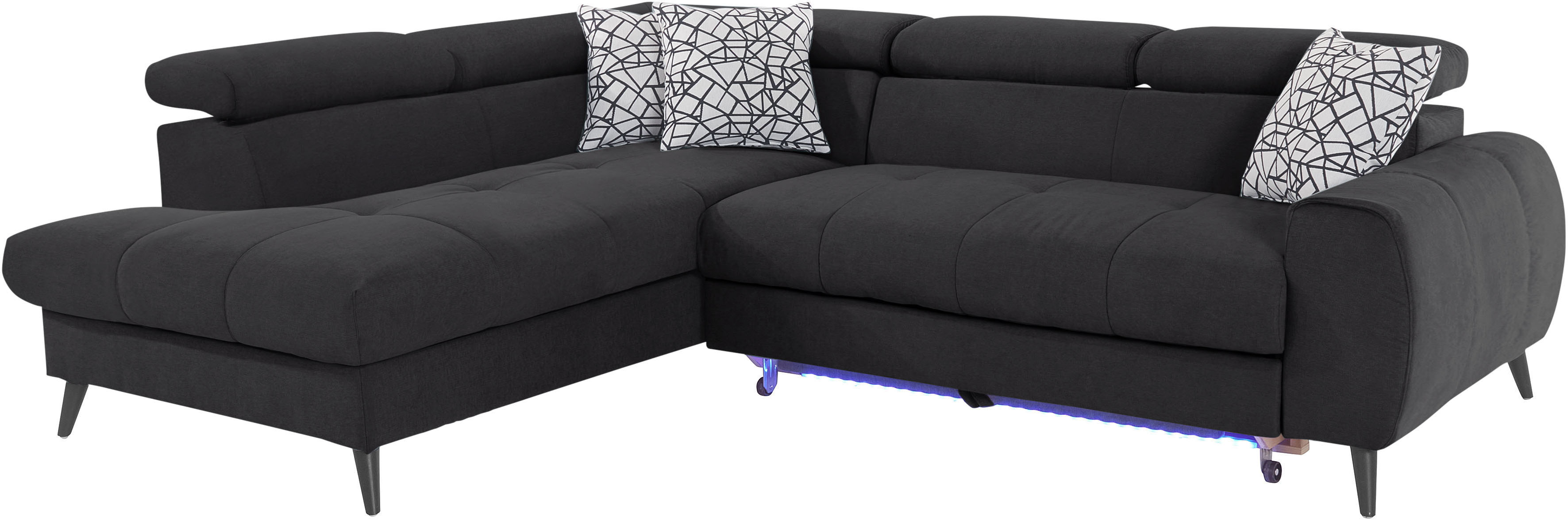 Thumbnail - COTTA Ecksofa "Mia L-Form mit 3 Zierkissen", wahlweise mit Bettfunktion, Bettkasten, Beleuchtung & Wireless-Charger