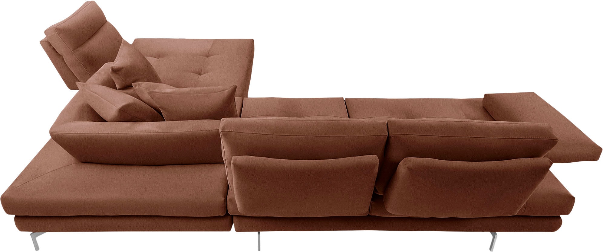 CALIA ITALIA Ecksofa »Toby Wing, L-Form, Designsofa mit sensationellem Sitzkomfort«, Sitztiefenverstell.,wahlw. mit Kissen-Set, Füße chrom glänzend