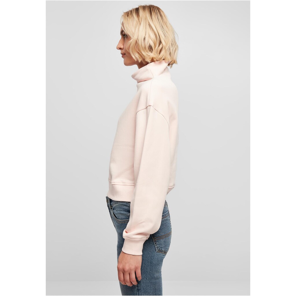 URBAN CLASSICS Sweater »Urban Classics Damen Ladies Organic Short High Neck Crew«, (1 tlg.)