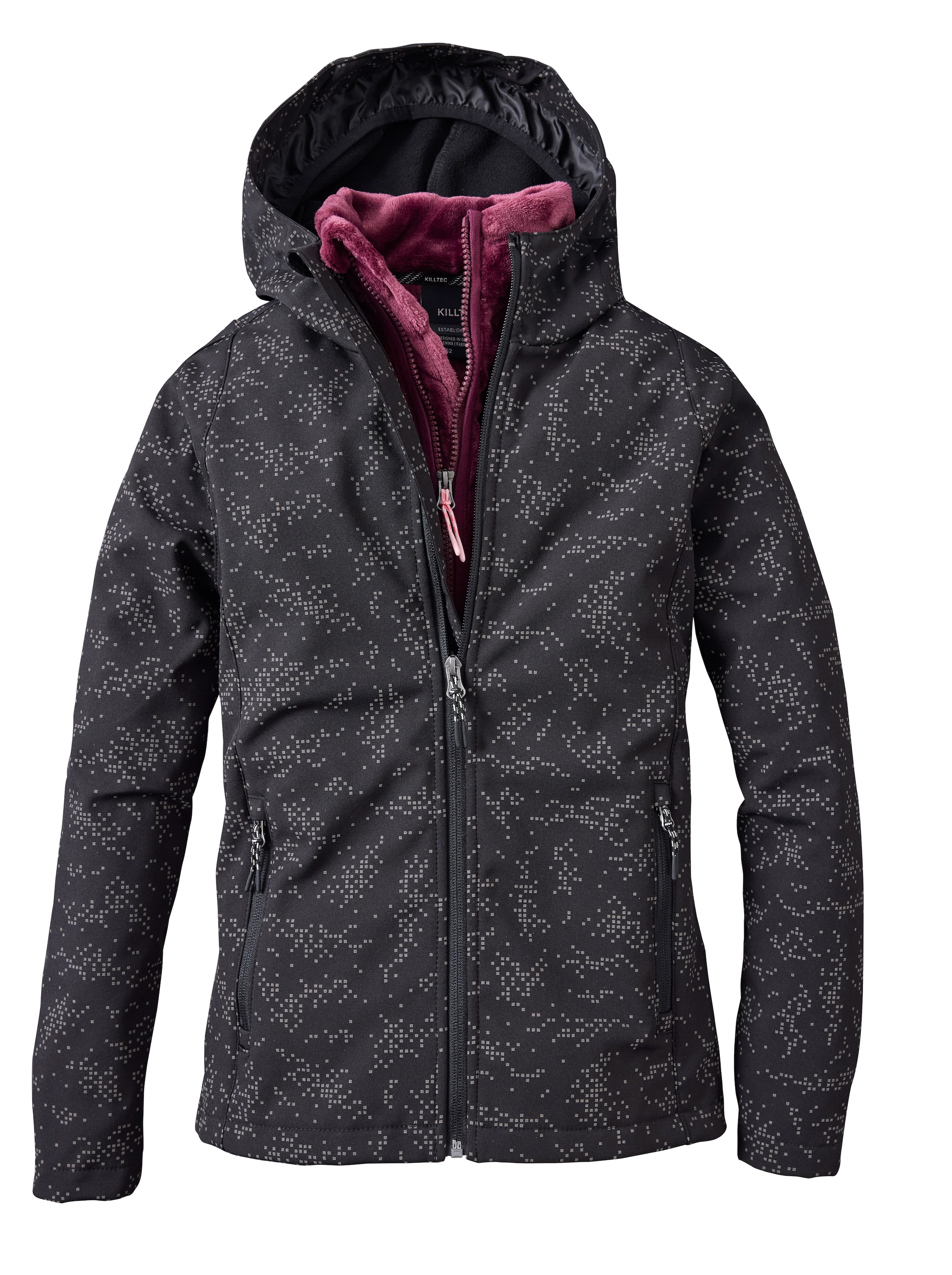 Killtec Softshelljacke für Kinder, mit regulierbarer Kapuze, winddicht, wasserabweisend
