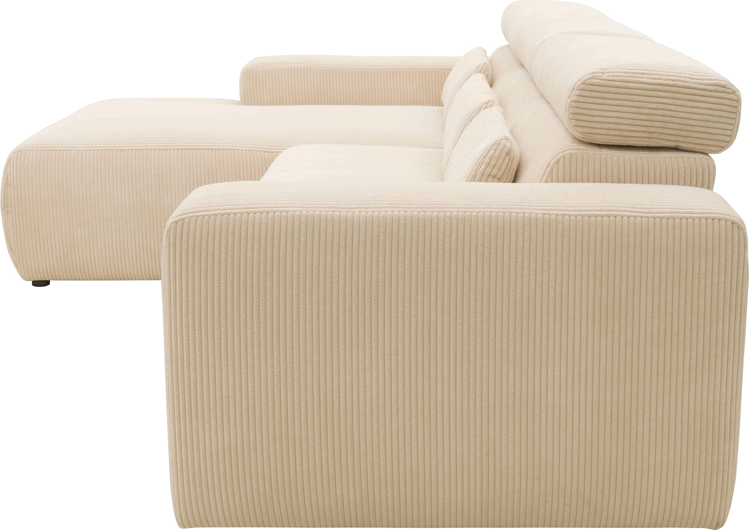 DOMO collection Ecksofa »Brandon große Ausführung B/T/H: 289/177/80 cm, auch in Leder und Cord«, mit Kopfteilverstellung, wahlweise Sitztiefenverstellung, L-Form