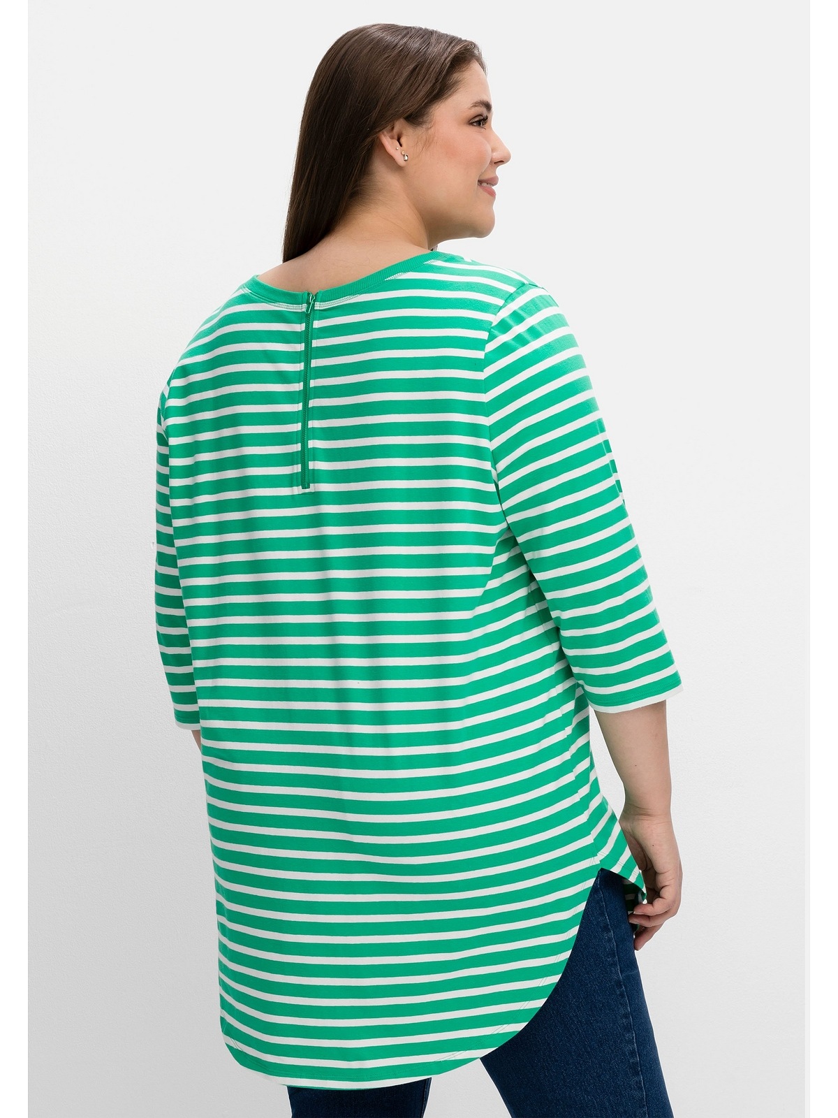 Sheego Longshirt »Große Größen«, mit Streifen und Nacken-Reißverschluss  bestellen | BAUR