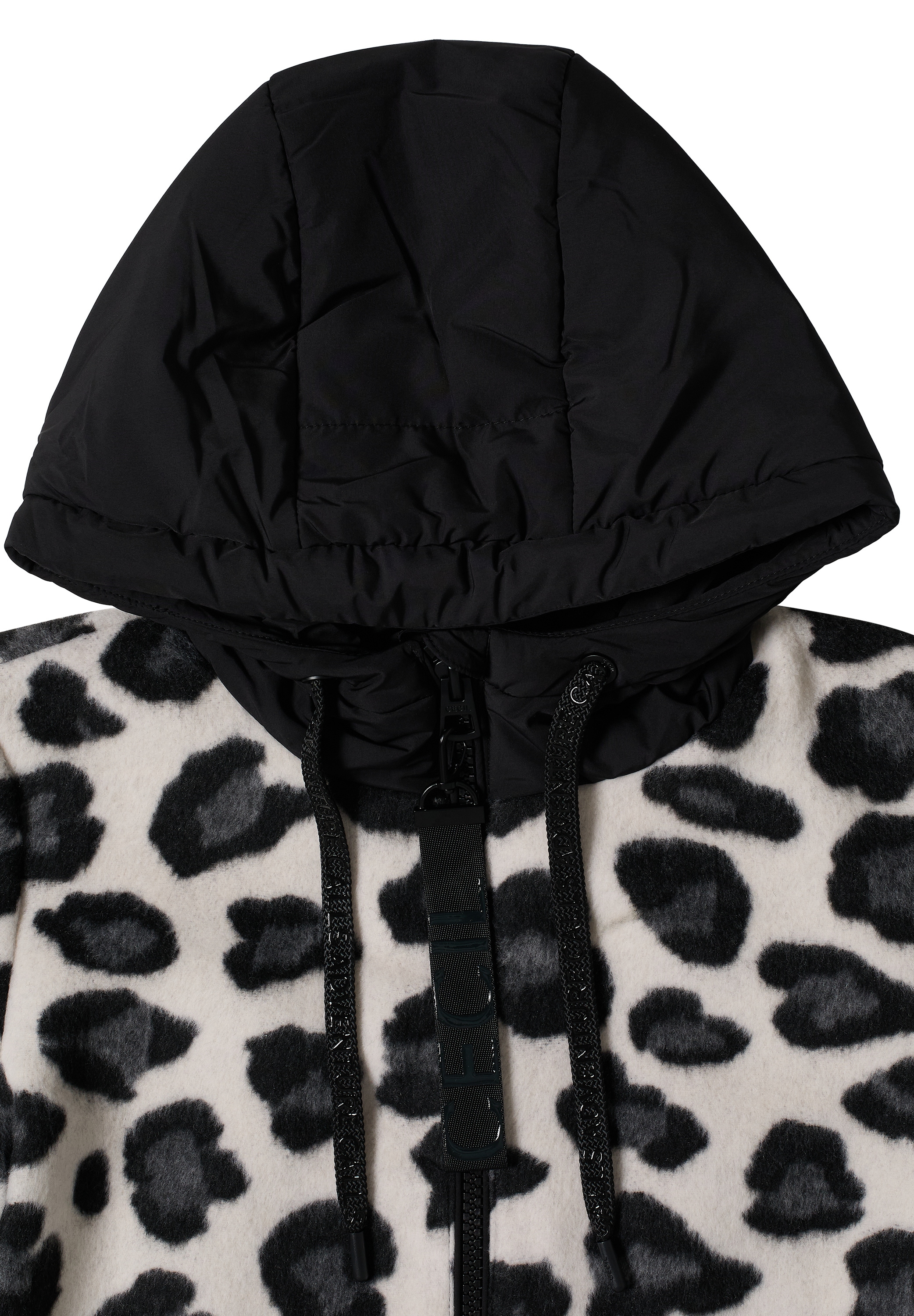 Cecil Plüschjacke mit Kapuze Materialmix, Plüsch mit Wollanteil