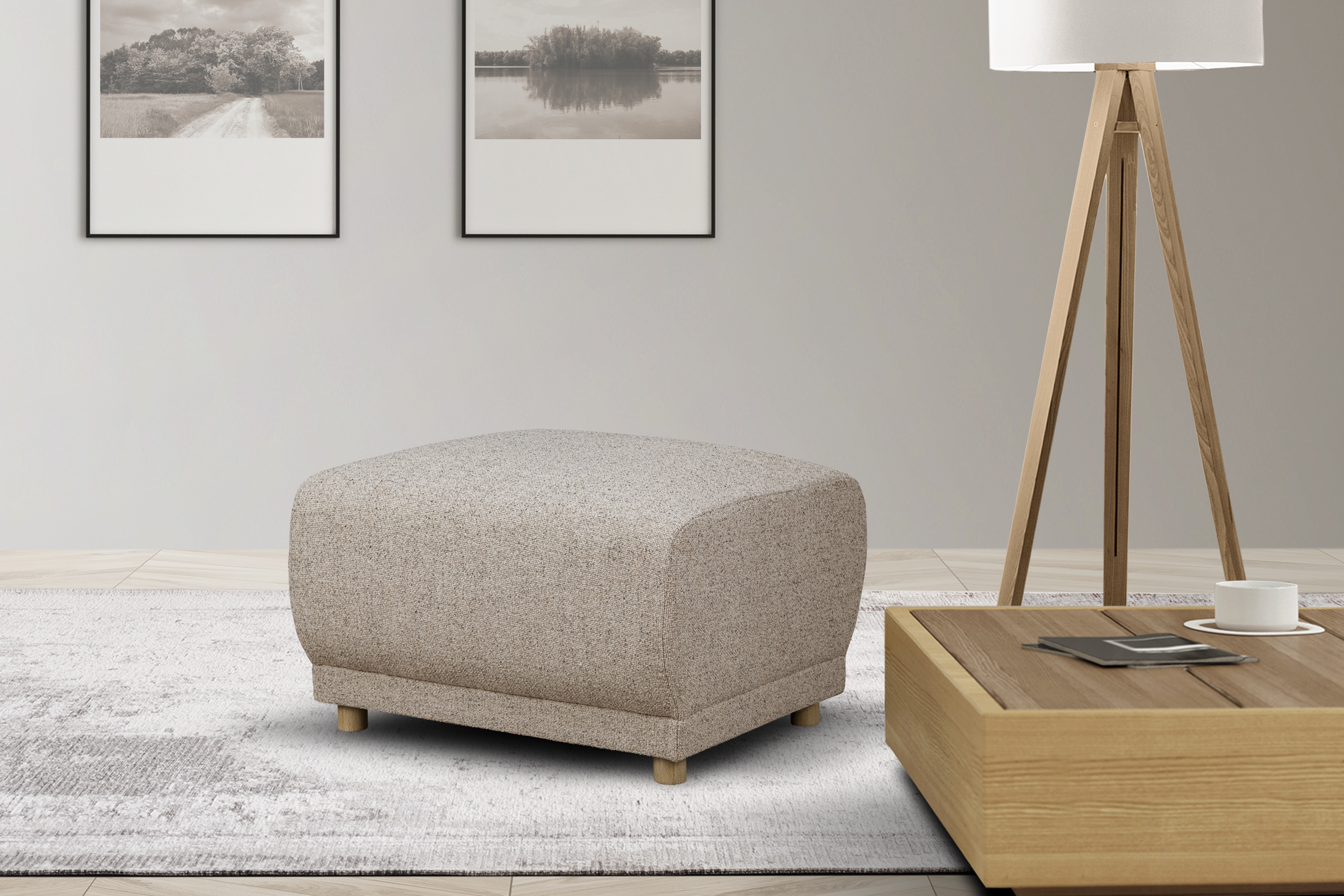 OTTO home Polsterhocker "LEMPS mit Wellenunterfederung, Maße B/T/H: 70/63/45 cm" passend zur Serie, in hochwertiger Verarbeitung
