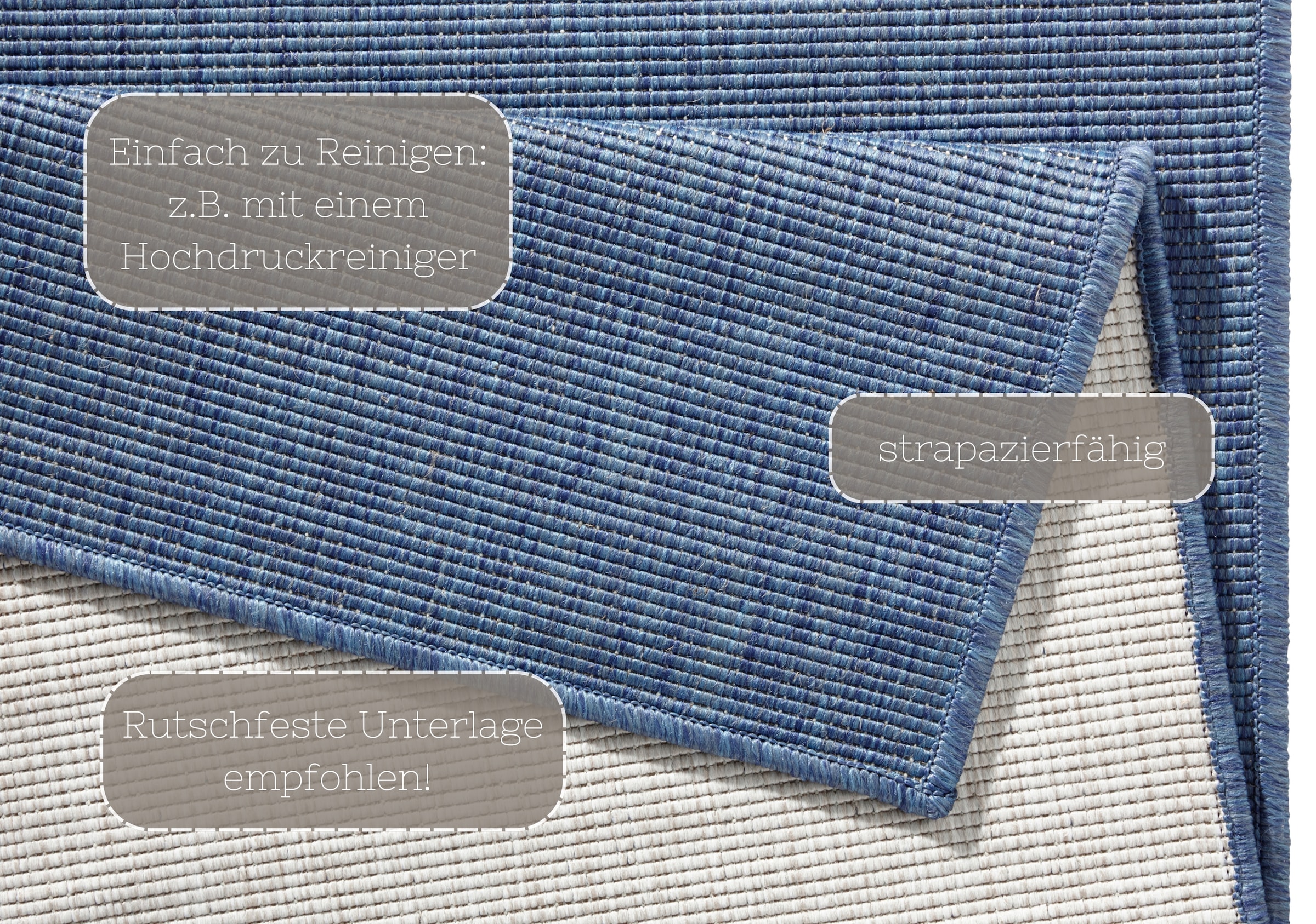NORTHRUGS Teppich »Miami Wendeteppich«, rechteckig, 5 mm Höhe, In-& Outdoor, Wetterfest, Balkon, Läufer, Wohnzimmer, Wasserfest