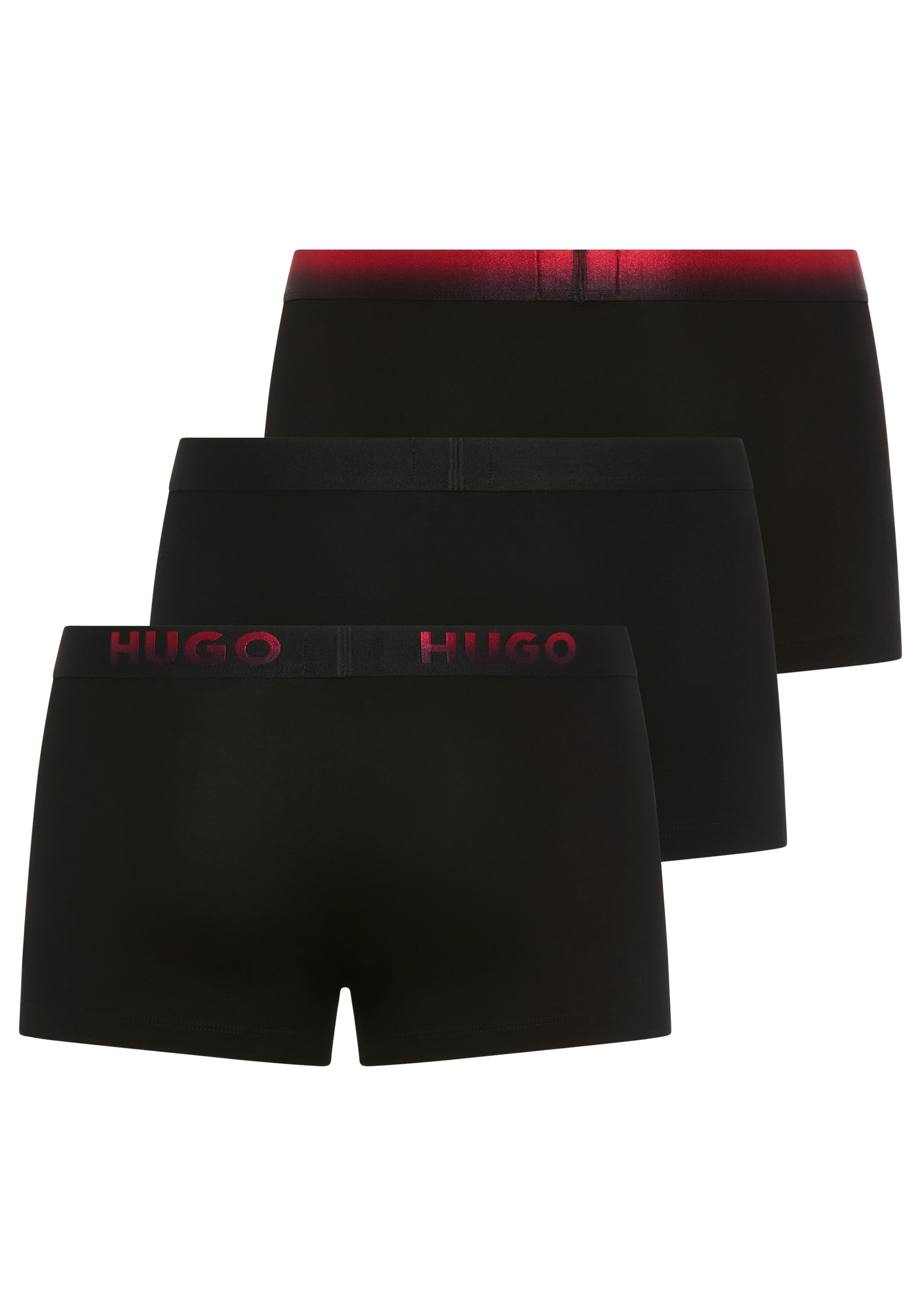 HUGO Underwear Trunk, (3 St.), elastischer, kontrastfarbener Bund
