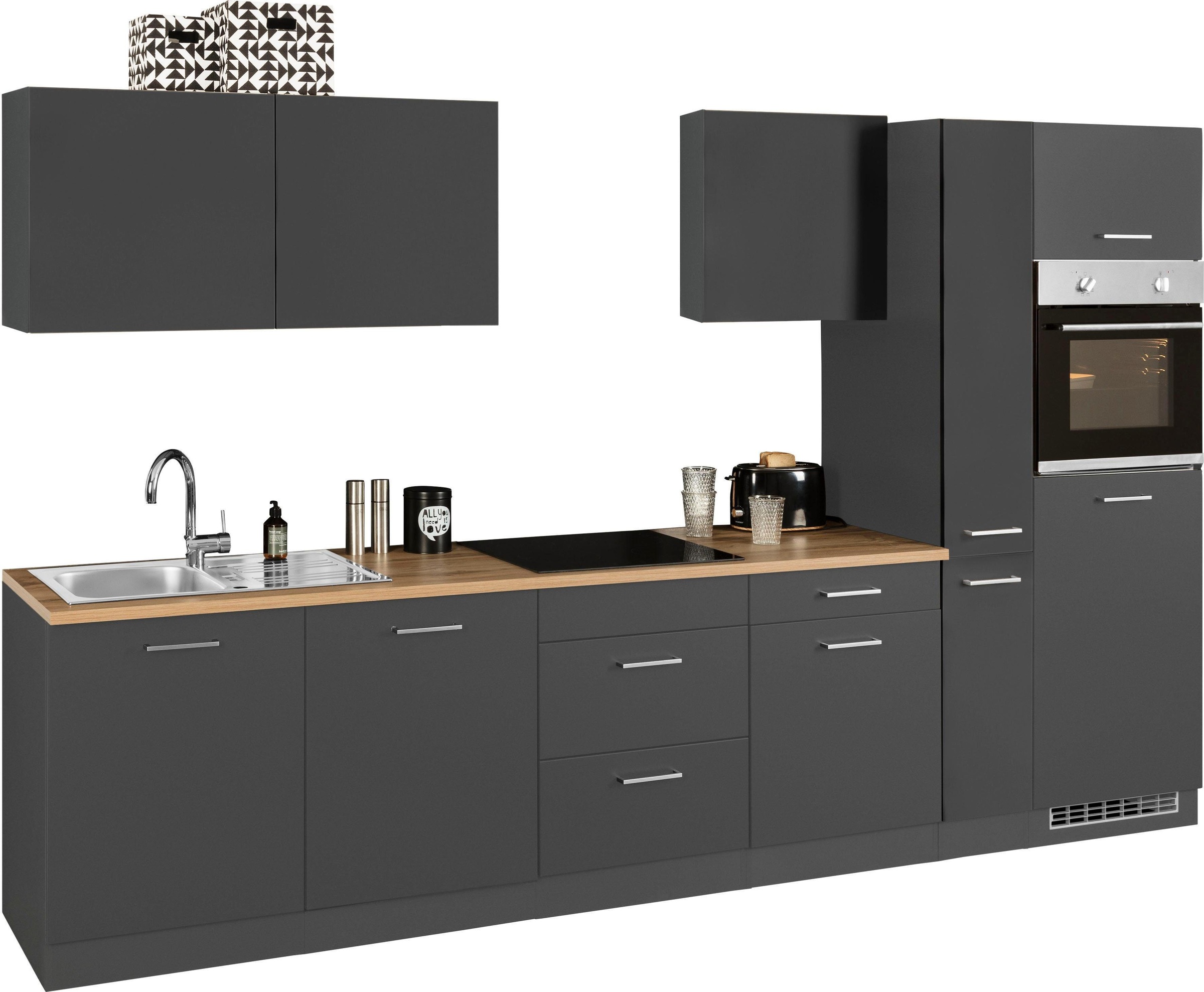 KOCHSTATION Küchenzeile »KS-Kehl«, ohne E-Geräte, Breite 330 cm, für Kühlschrank und Geschirrspüler
