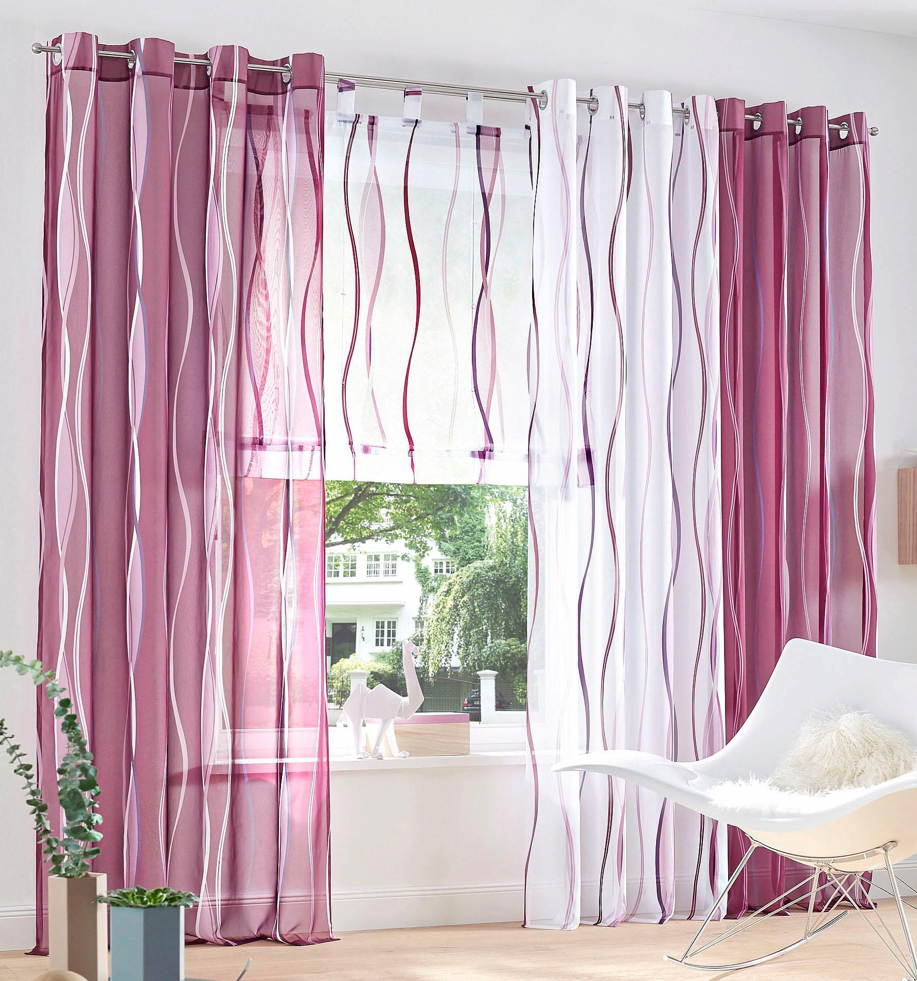 my home Raffrollo »Dimona«, mit Schlaufen, Transparent, Voile, Polyester |  BAUR