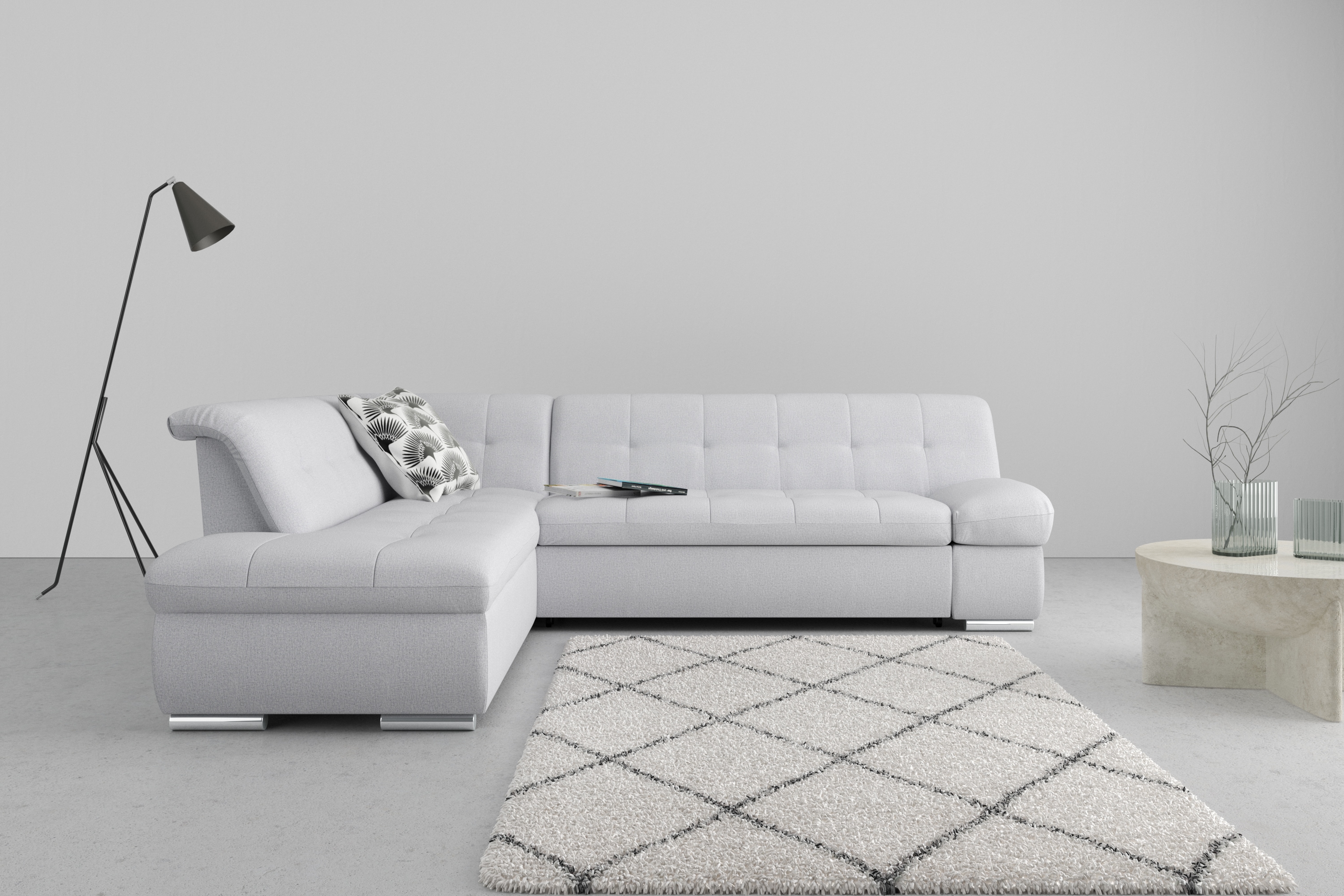 DOMO collection Ecksofa "MONA 271x213 cm, modern und komfortabel" whlw. mit Bett- und Armlehnfunktion, L-Form