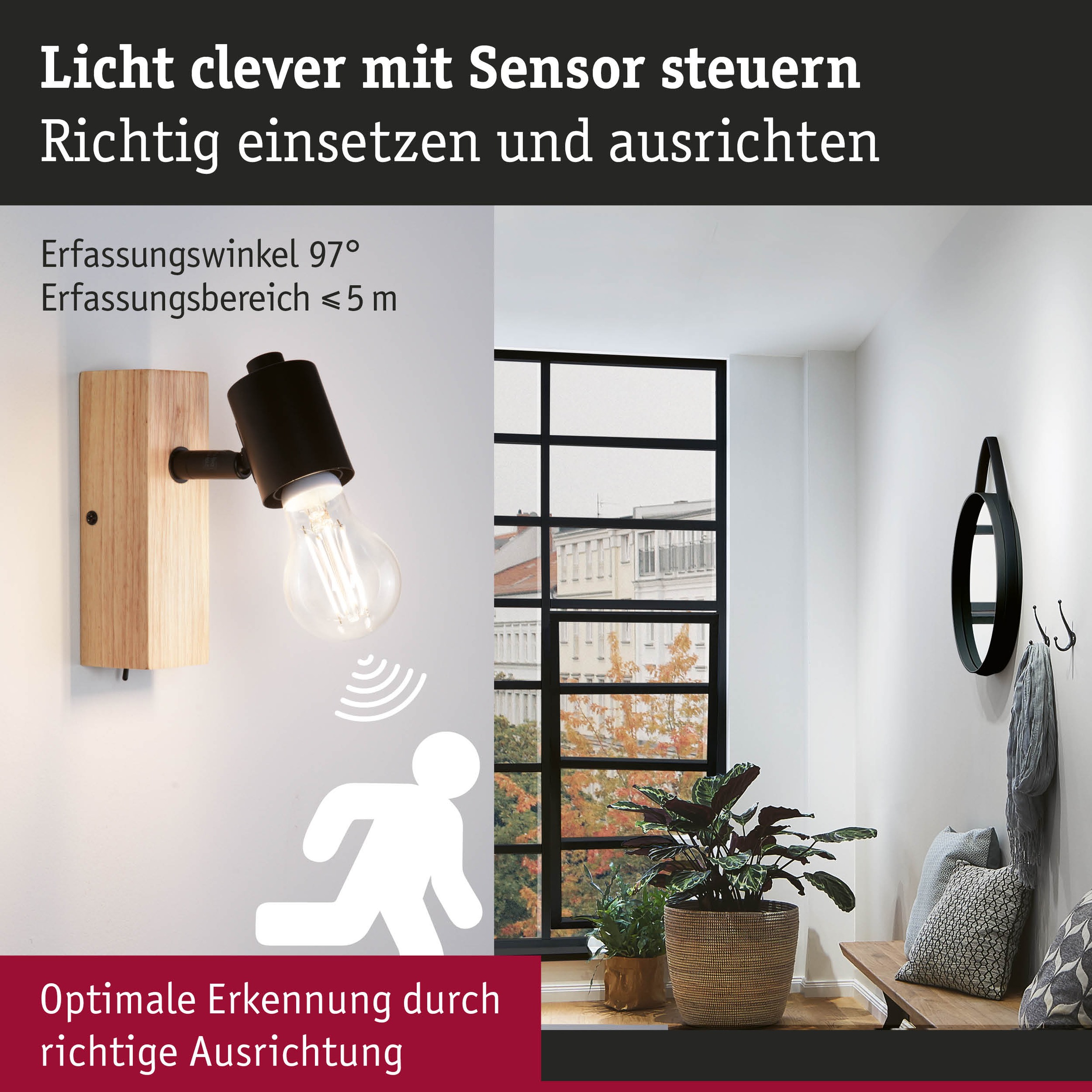 Paulmann LED-Filament »AGL Motion & Daylight Sensor 806lm 2700K 7W klar 230V« E27 1 Stk. Warmweiß Daylight Sensor