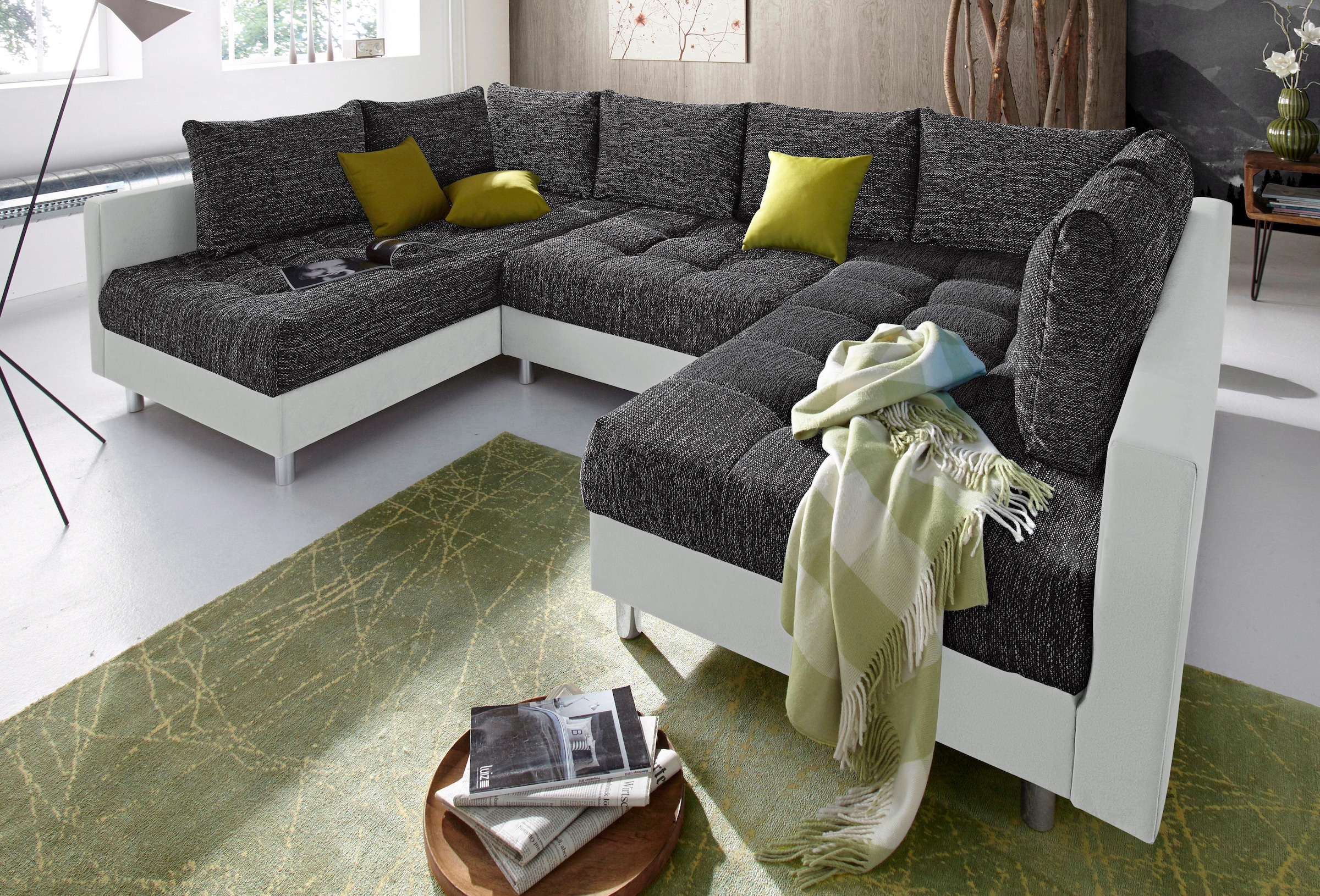 COLLECTION AB Wohnlandschaft »Antonia U-Form«, mit Federkern und zusätzlichem Hocker