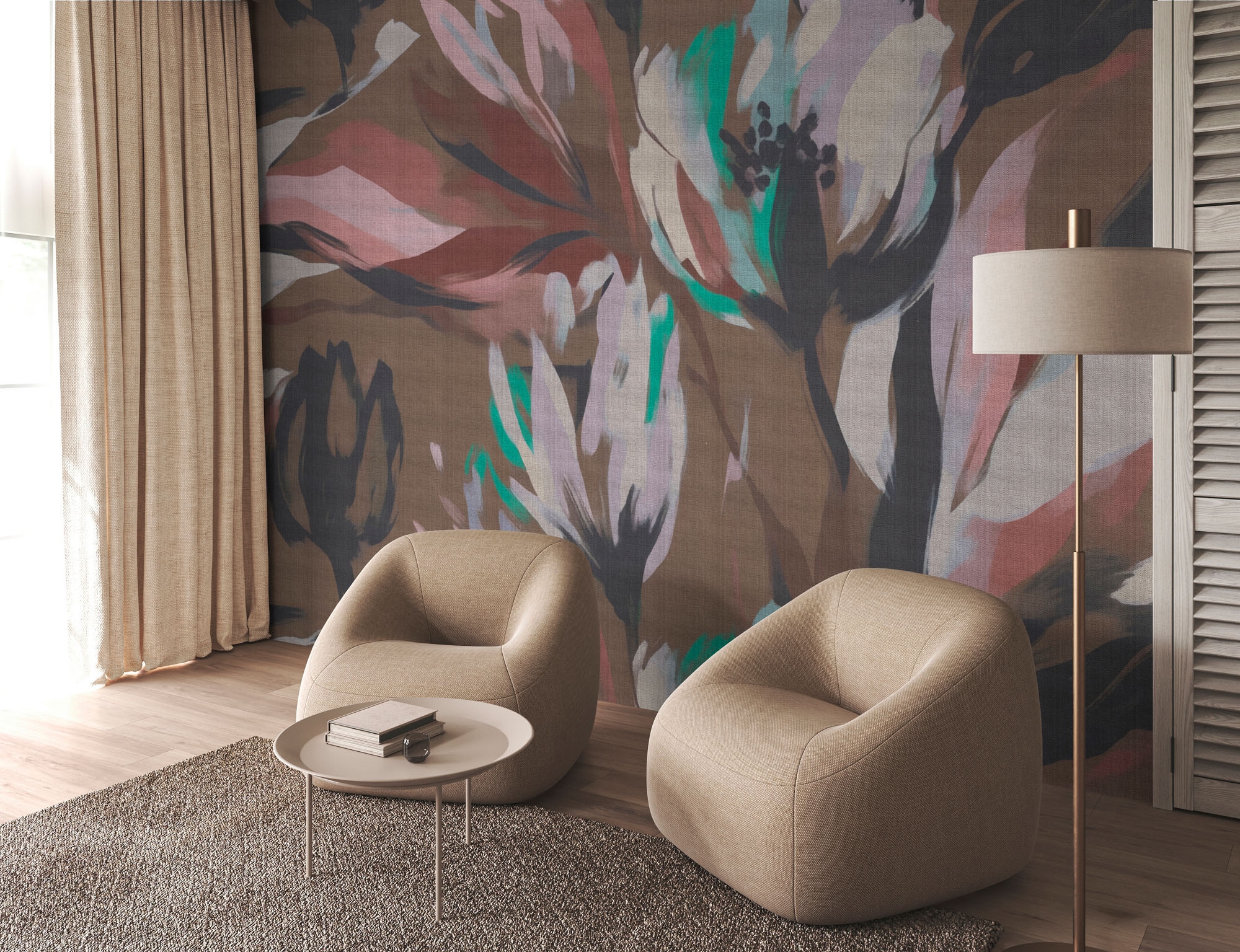 living walls Fototapete »Walls by Patel 5 Fototapete Florale Kunst« floral glatt Florale Kunst auf 200 g/m² Premium-Vlies