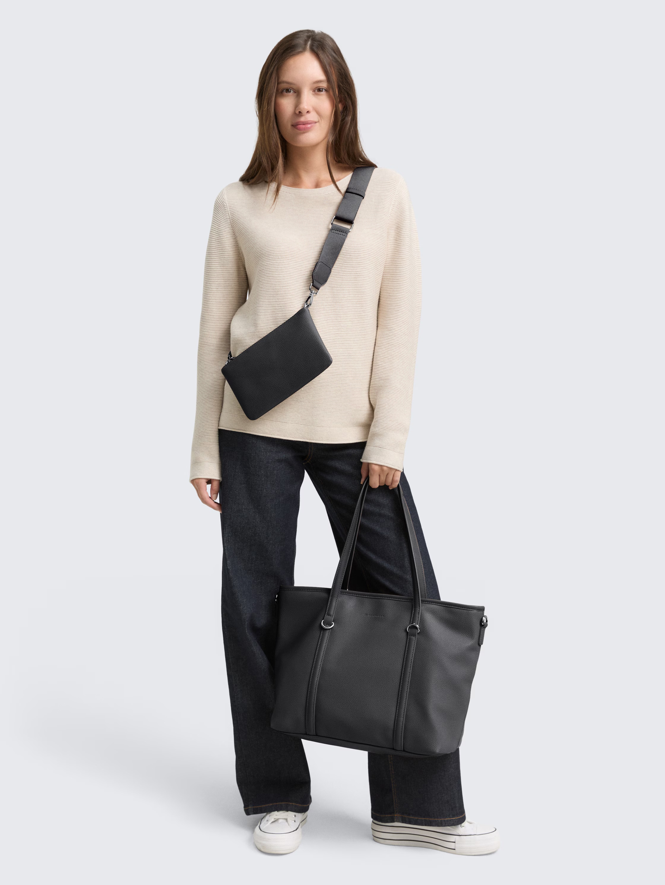 TOM TAILOR Shopper »Jamila«, ein Platzwunder mit 2-in1-Funktion aus fein genarbtem Lederimtiat