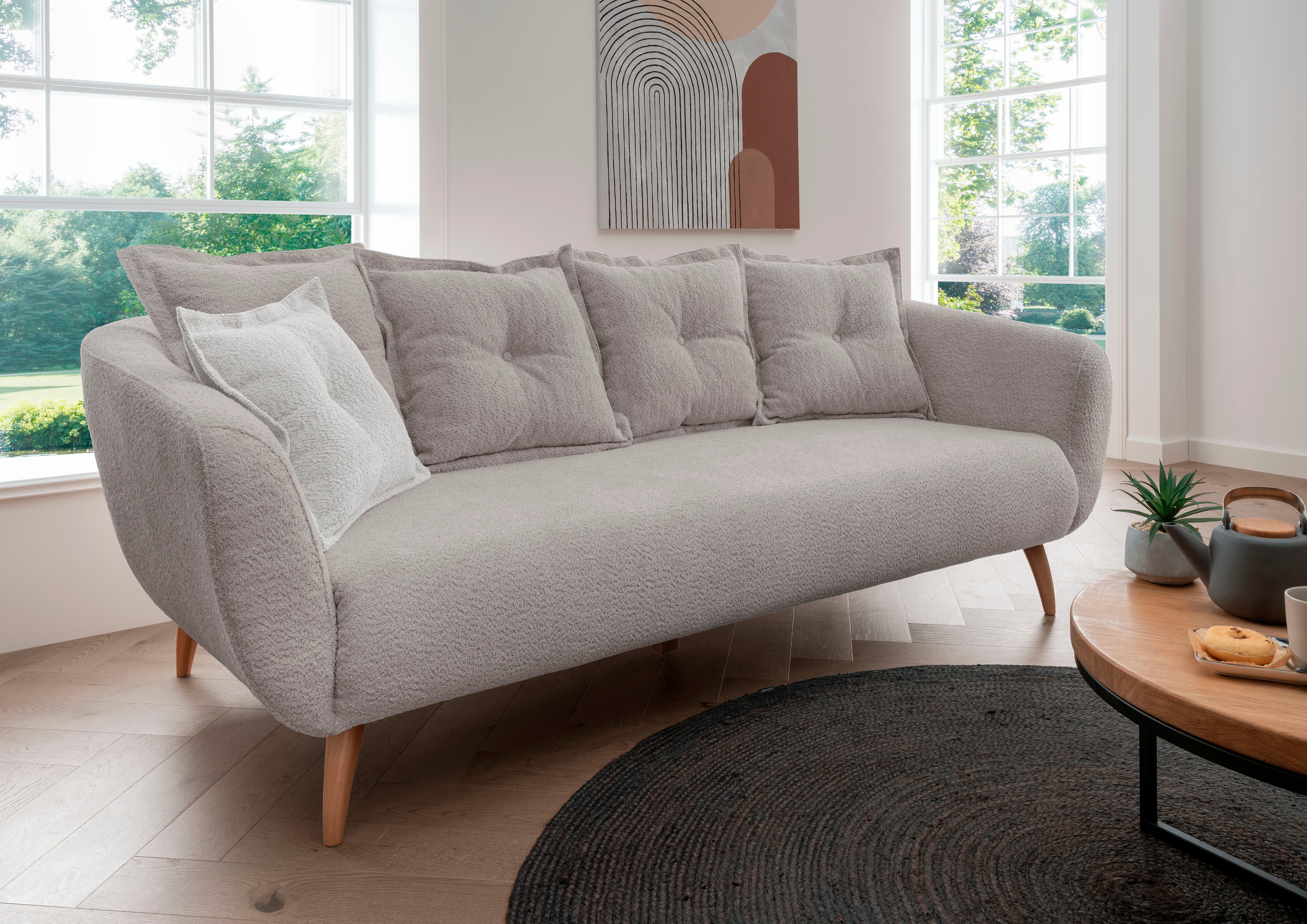 Home affaire 3-Sitzer "Baggio modern und romantisches Design, bequem" Zierkissen inklusive