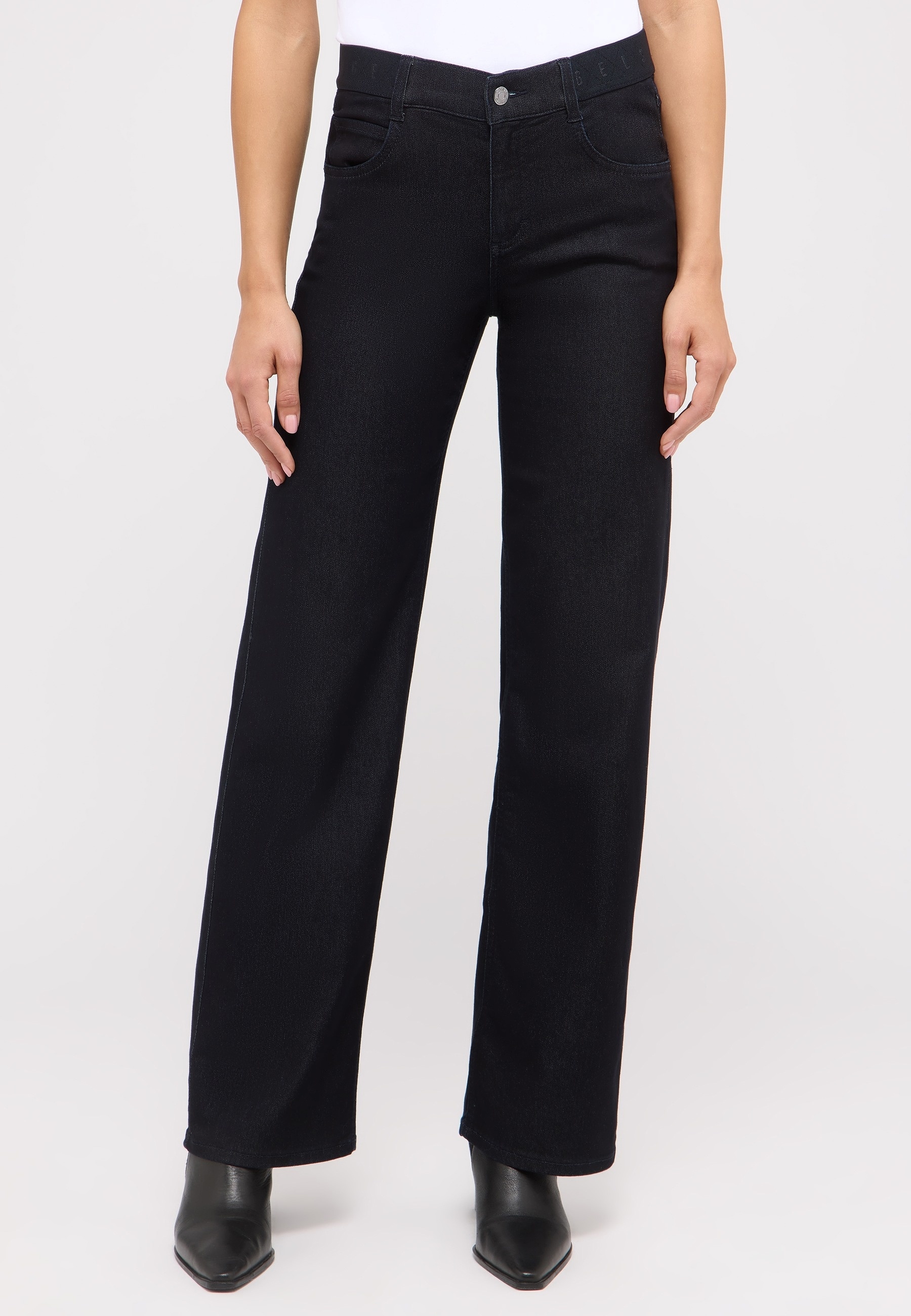 ANGELS 5-Pocket-Jeans "LIZ SPORTY" weite Passform, mit 1-Knopf-Form, mit Metallreißverschluss