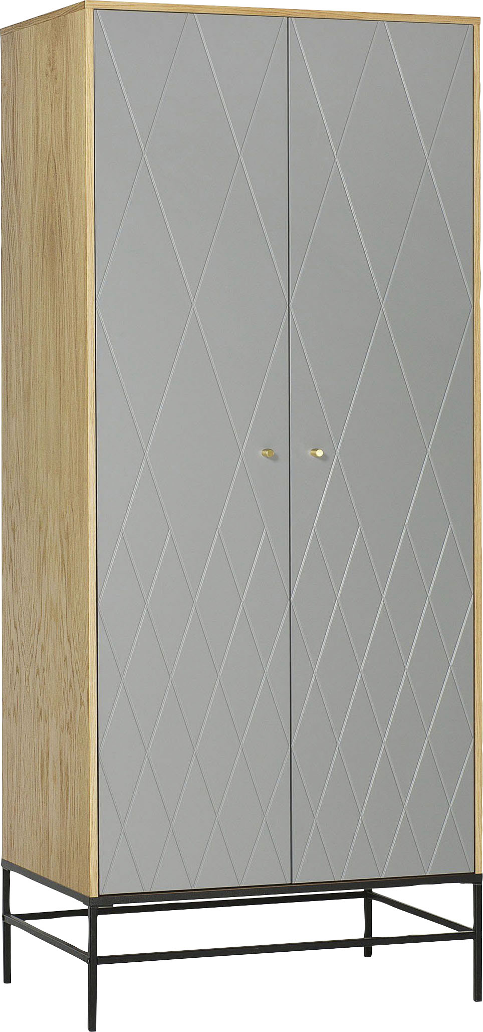 Thumbnail - andas Kleiderschrank "MIA" Fräsungen in den Fronten, goldene Griffe, Breite 80 cm, FSC