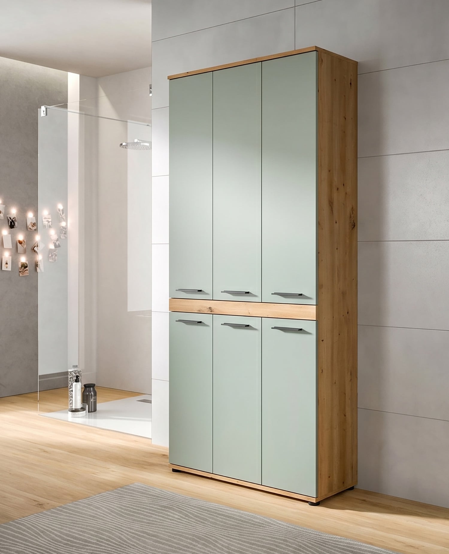 welltime Hochschrank »LUCCA, Breite 90cm, 6 Türen, 10 Fächer, 6 Einlegeböden« Badschrank, Badmöbel, Badezimmer, Universalschrank, Mehrzweckschrank