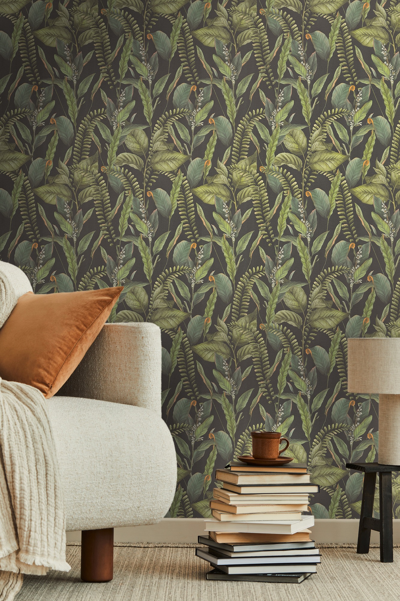 living walls Vliestapete "Drawn Into Nature Dschungel-Tapete Mustertapete Floral Dschungeloptik" matt strukturiert Vliestapete Dschungel für Schlafzimmer Küche Wohnzimmer Dschungel Flur