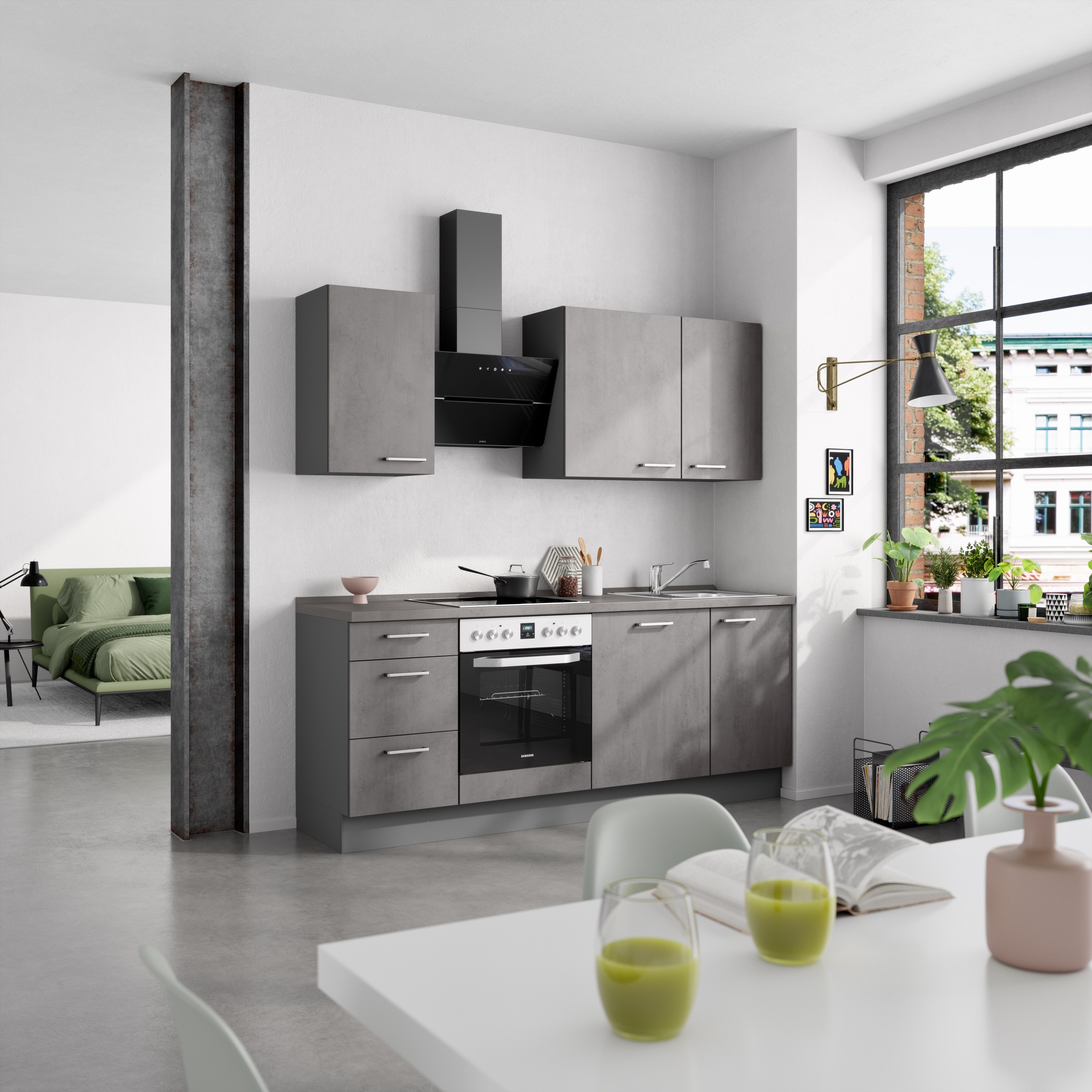 nobilia® Küchenzeile »"Riva II"«, vormontiert, Ausrichtung wählbar, Breite 210 cm, wahlw. mit E-Geräten