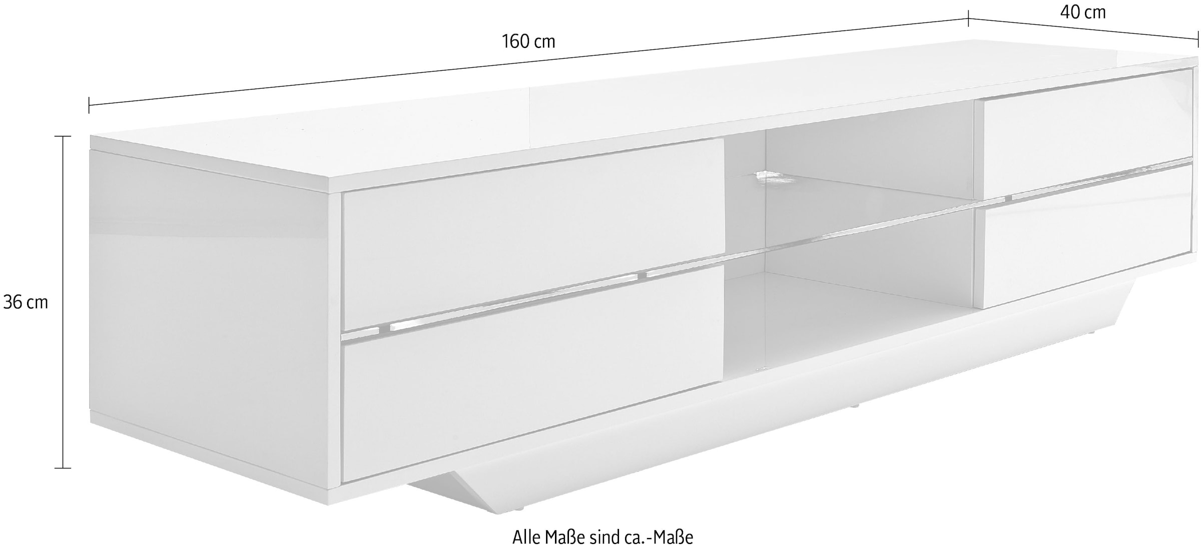 MCA furniture Lowboard »Blues«, mit LED Beleuchtung weiß hochglanz
