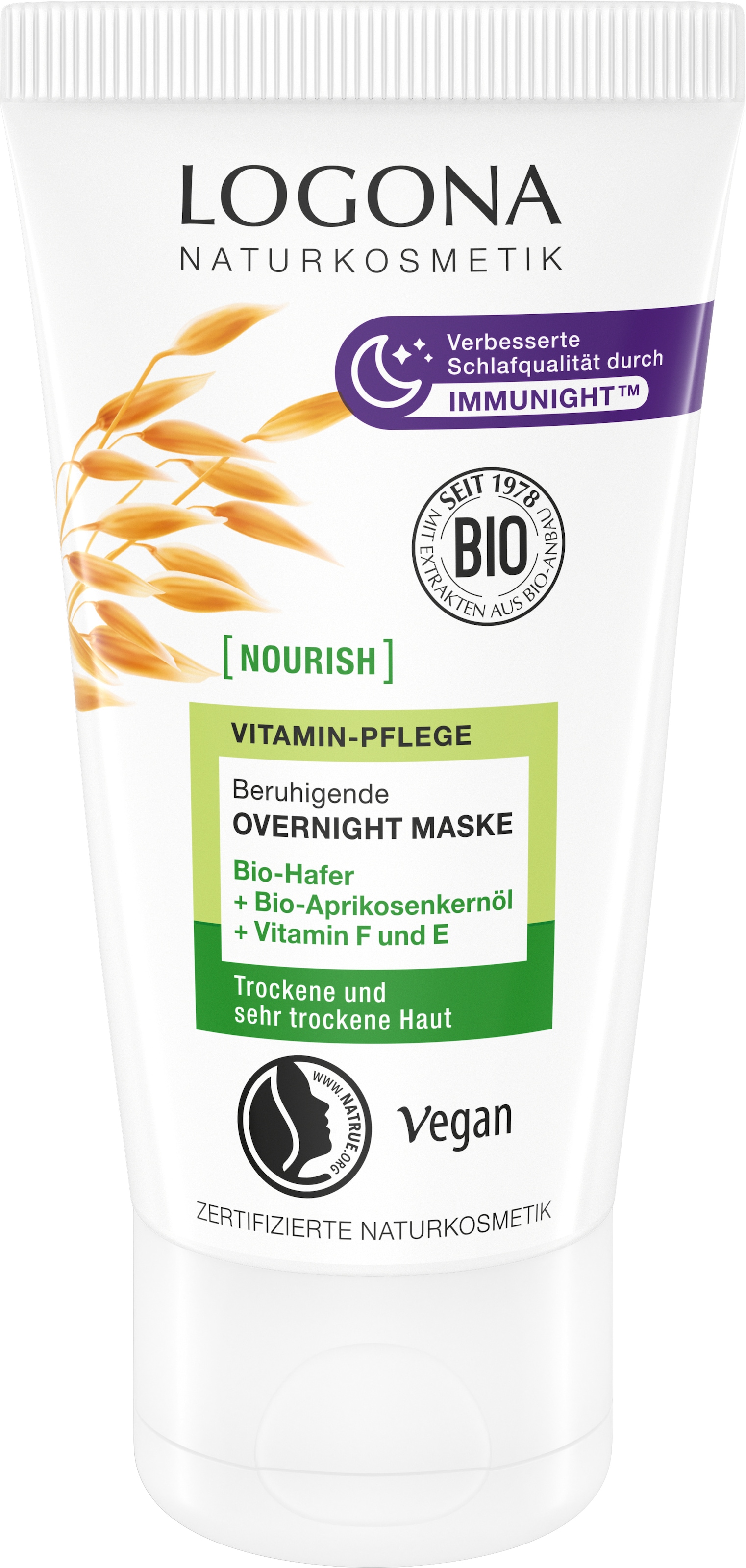 LOGONA Gesichtsmaske »nourish Beruhigende Overnight Maske« Gesichtsmaske, für trockene bis sehr trockene Haut, Overnight Maske