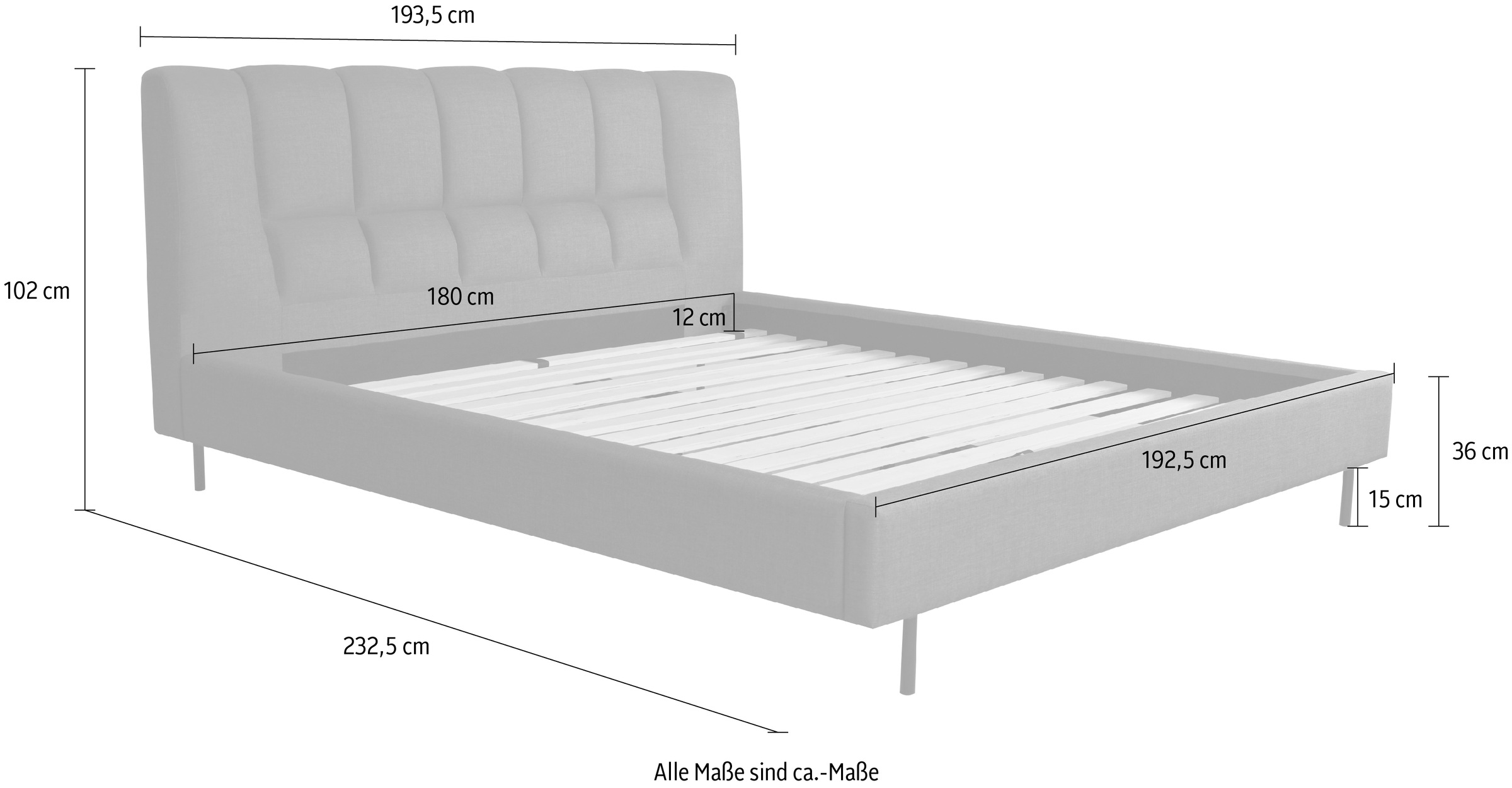Leonique Polsterbett »Silene inkl. Lattenrost, erhältlich in 140 & 180cm Breite«, in den Farben beige und dunkelgrau