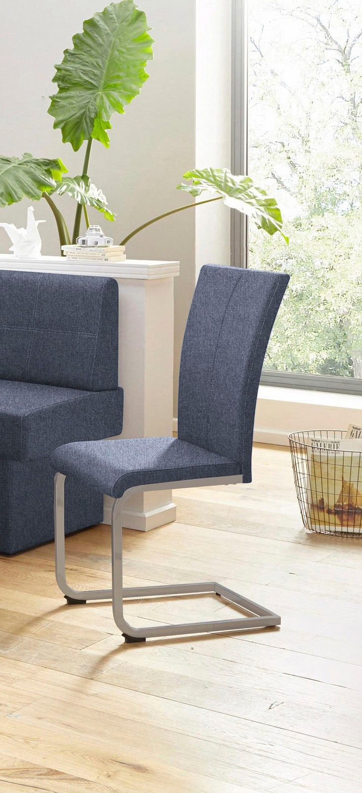 Home affaire Freischwinger »Nils«, (Set), 2 St., Strukturstoff-Feinstruktur, Stuhl belastbar bis 120 Kg, Gestell Metall im Chrom-Look oder Schwarz