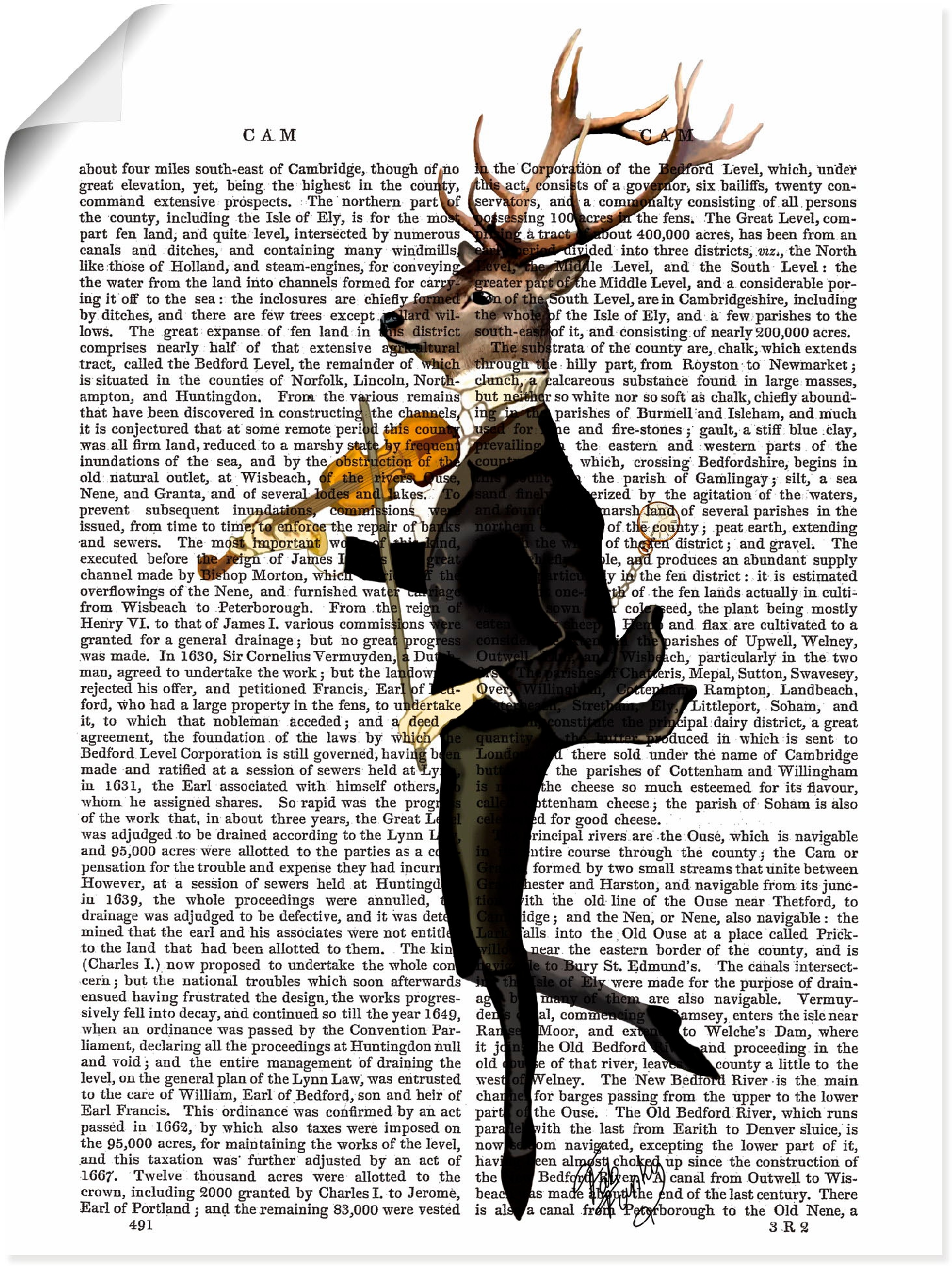 Artland Wandbild "Tanzender Hirsch mit Violine" Humor 1 Stk. tlg. als Leinw günstig online kaufen