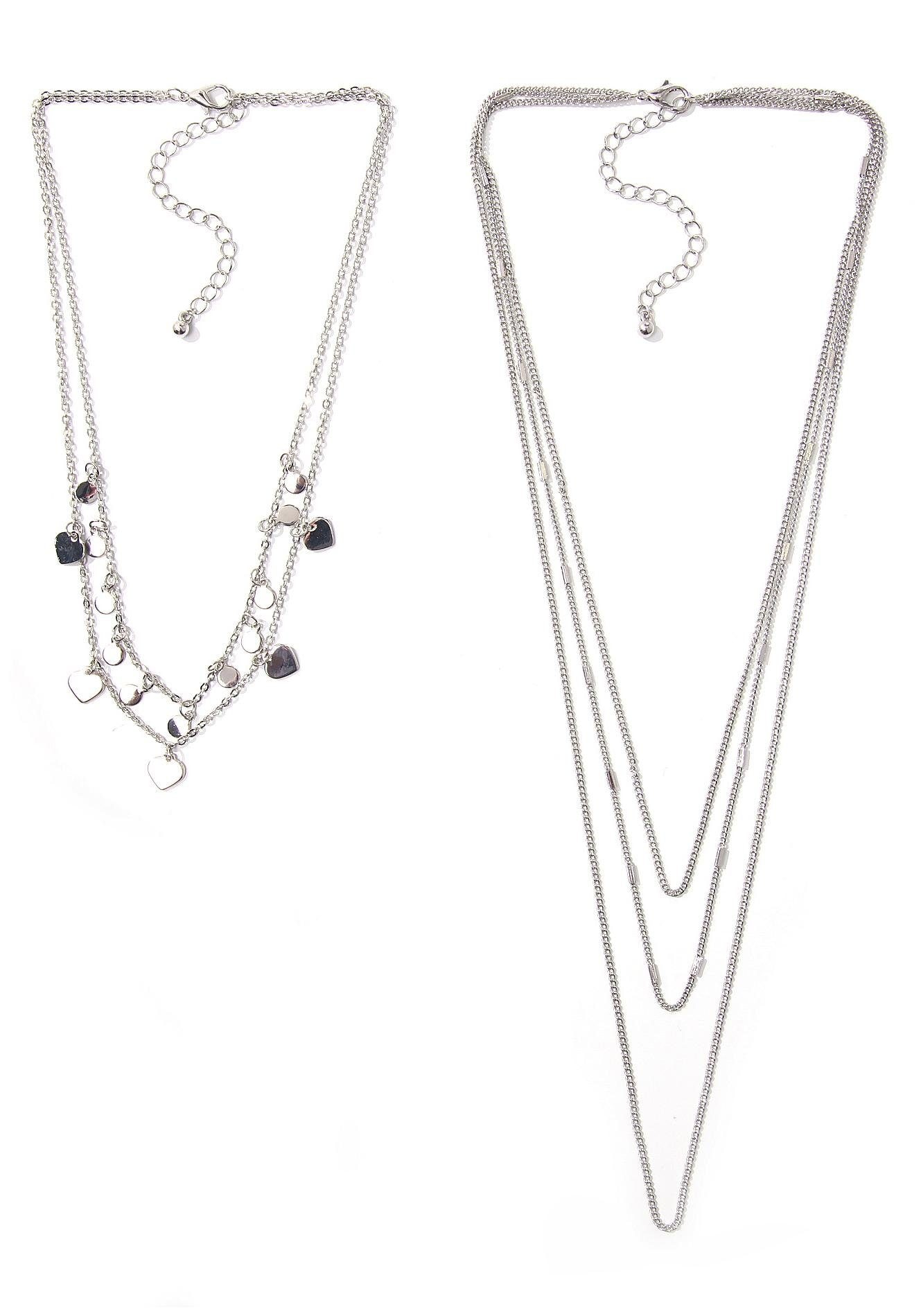 Firetti Collier-Set »teilweise mit Herzen und runden Anhängern, mehrreihig, einzeln tragbar«, (Set, 2 tlg.)