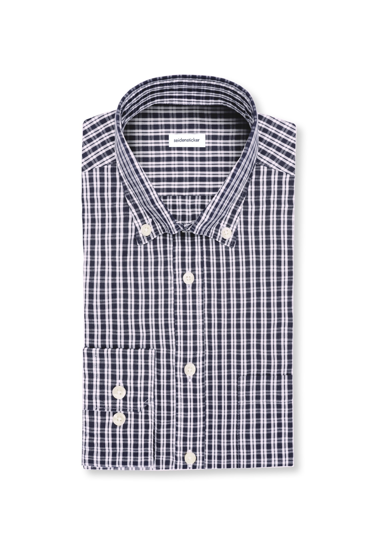 seidensticker Businesshemd Slim 1/1 Button-Down-Kragen Karo