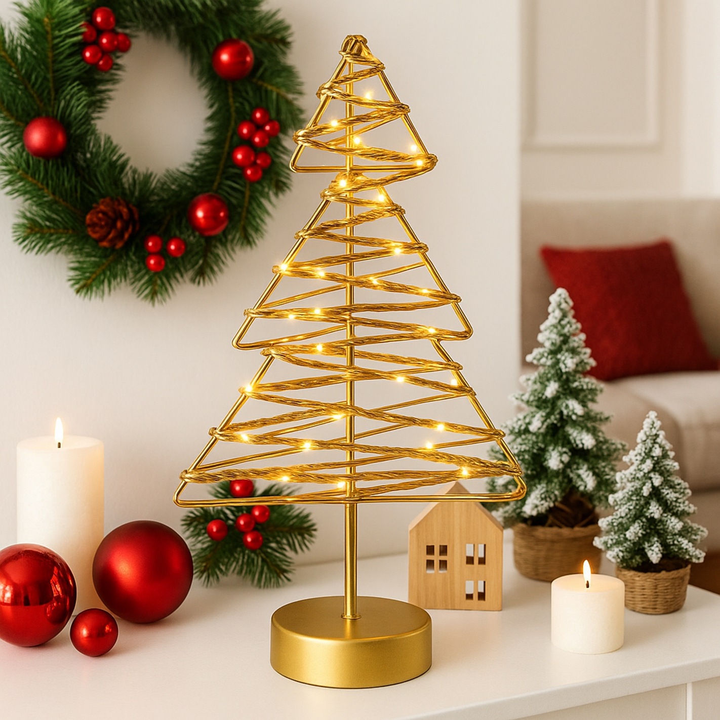 I.GE.A. LED-Dekofigur "LED-Dekoobjekt Baum" Tannenbaum Metall Gold warmweiß günstig online kaufen