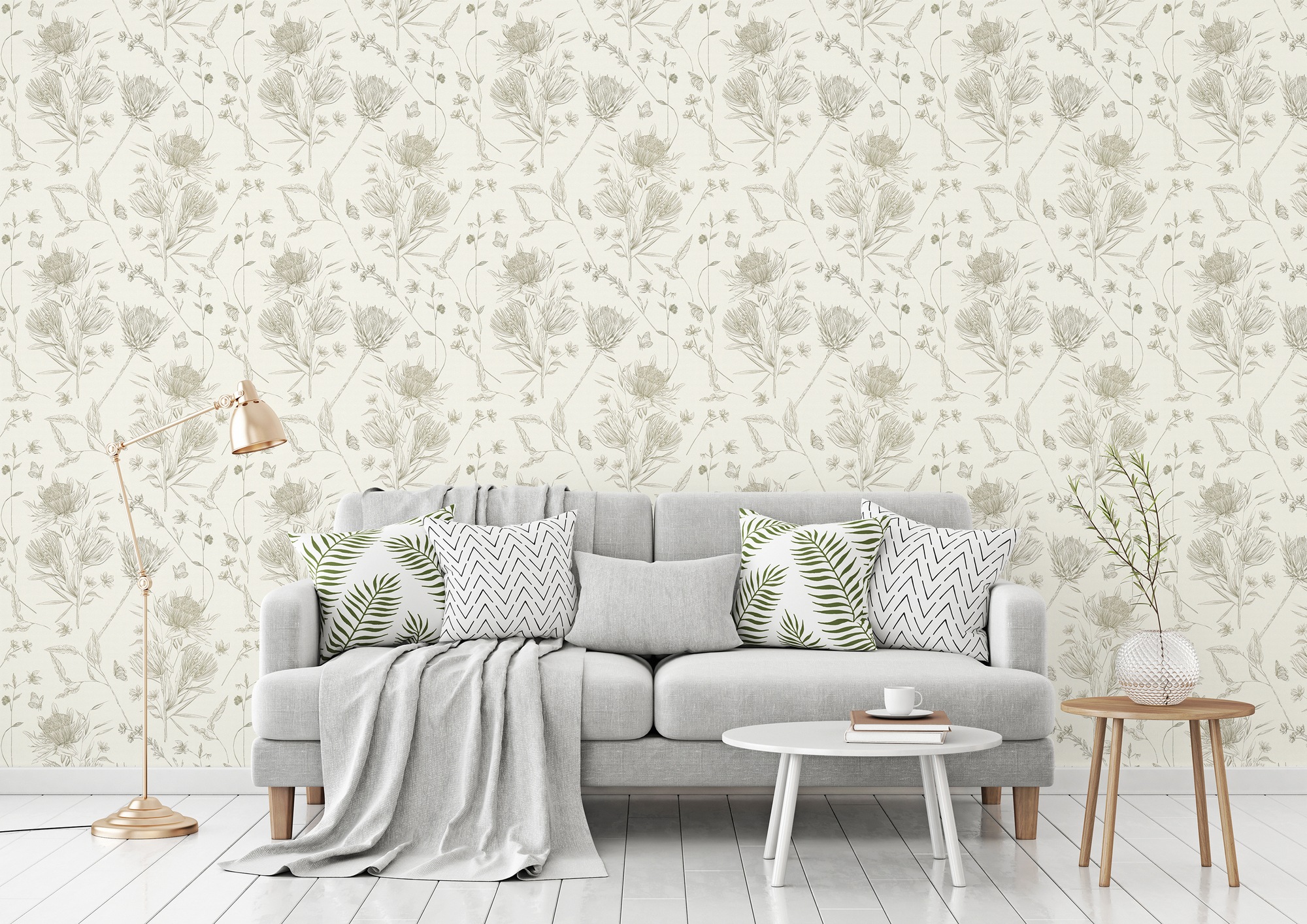 living walls Vliestapete »Drawn Into Nature florale Tapete Mustertapete Pflanzen Natur«, matt, Vliestapete Blätter für Schlafzimmer Küche Wohnzimmer Floral Design