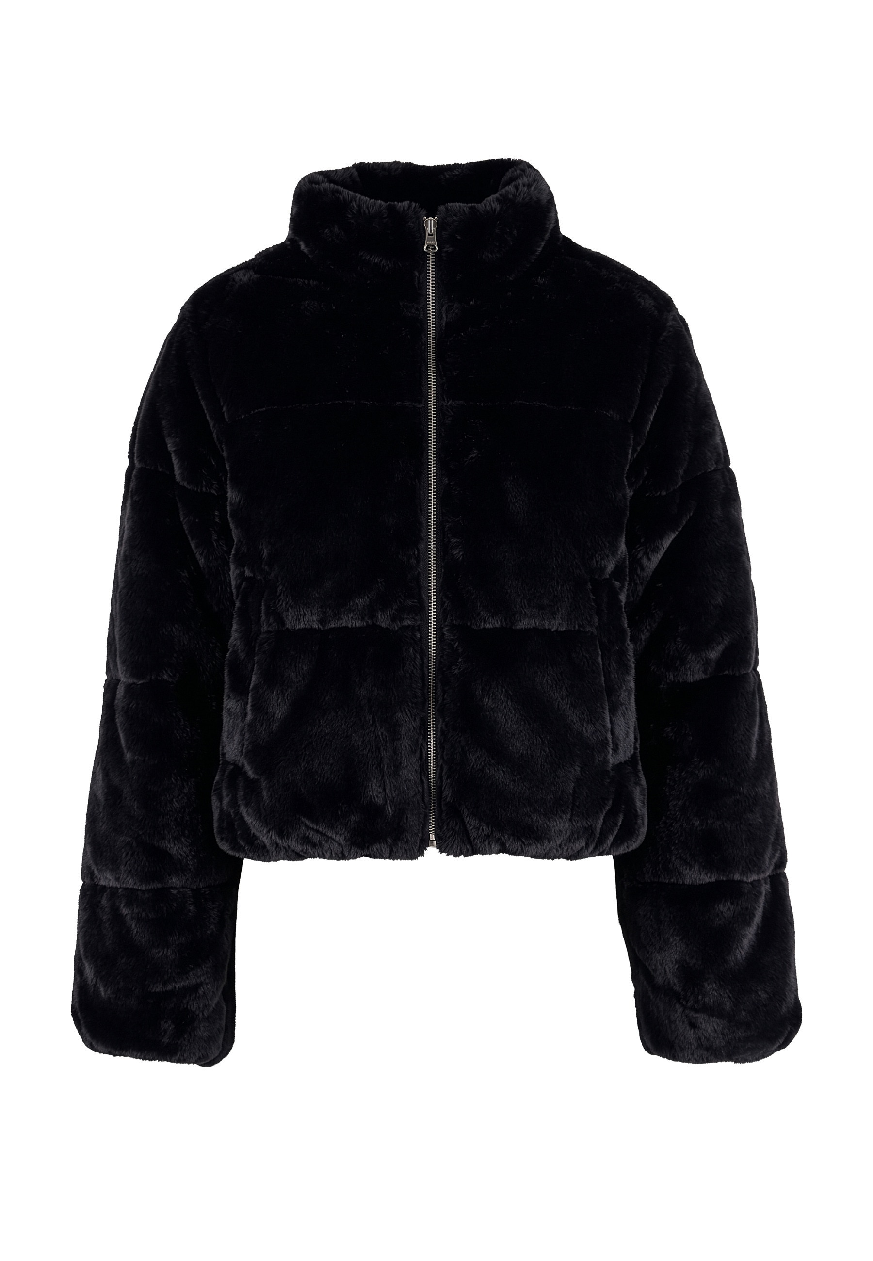 URBAN CLASSICS Winterjacke "Urban Classics Ladies Short Faux Fur Puffer Jacket" 1 Stk. tlg. ohne Kapuze