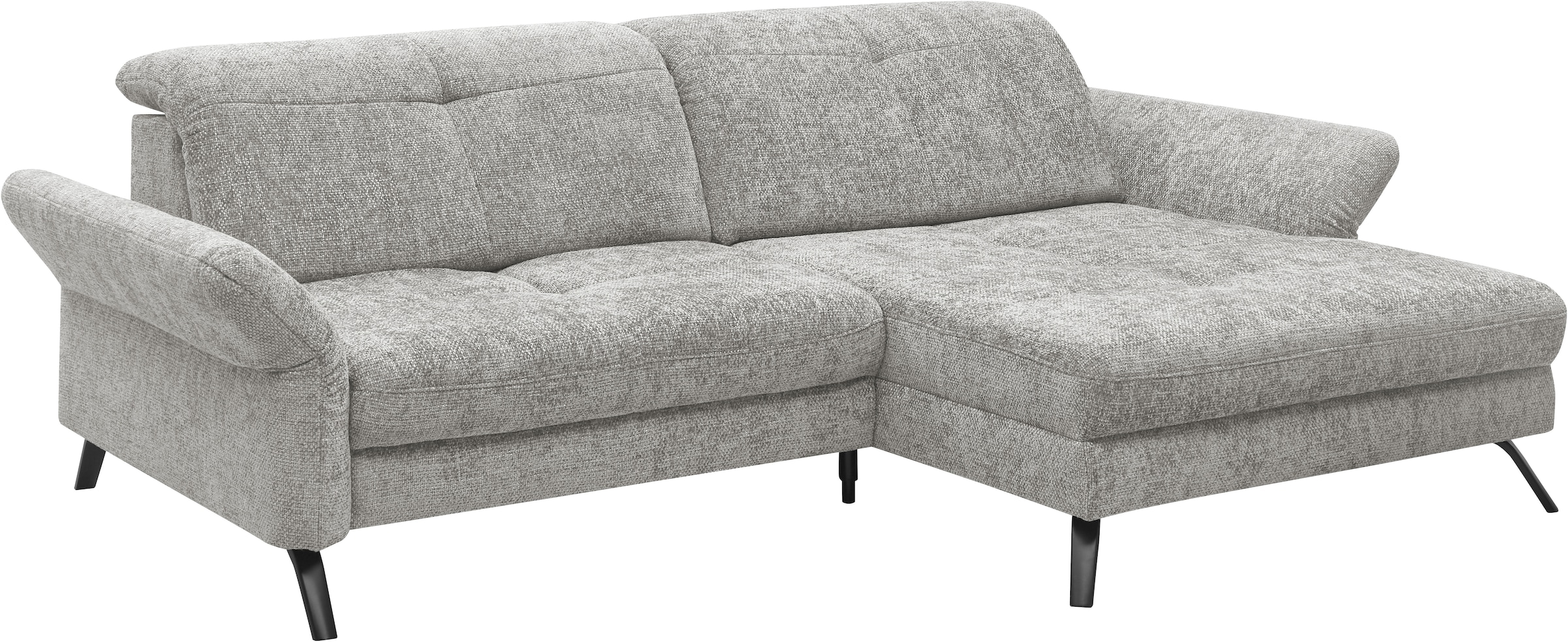 set one by Musterring Ecksofa »SO 4400 V«, wahlweise mit motorischer Bettfunktion & Kopfverstellung, Fuß schwarz